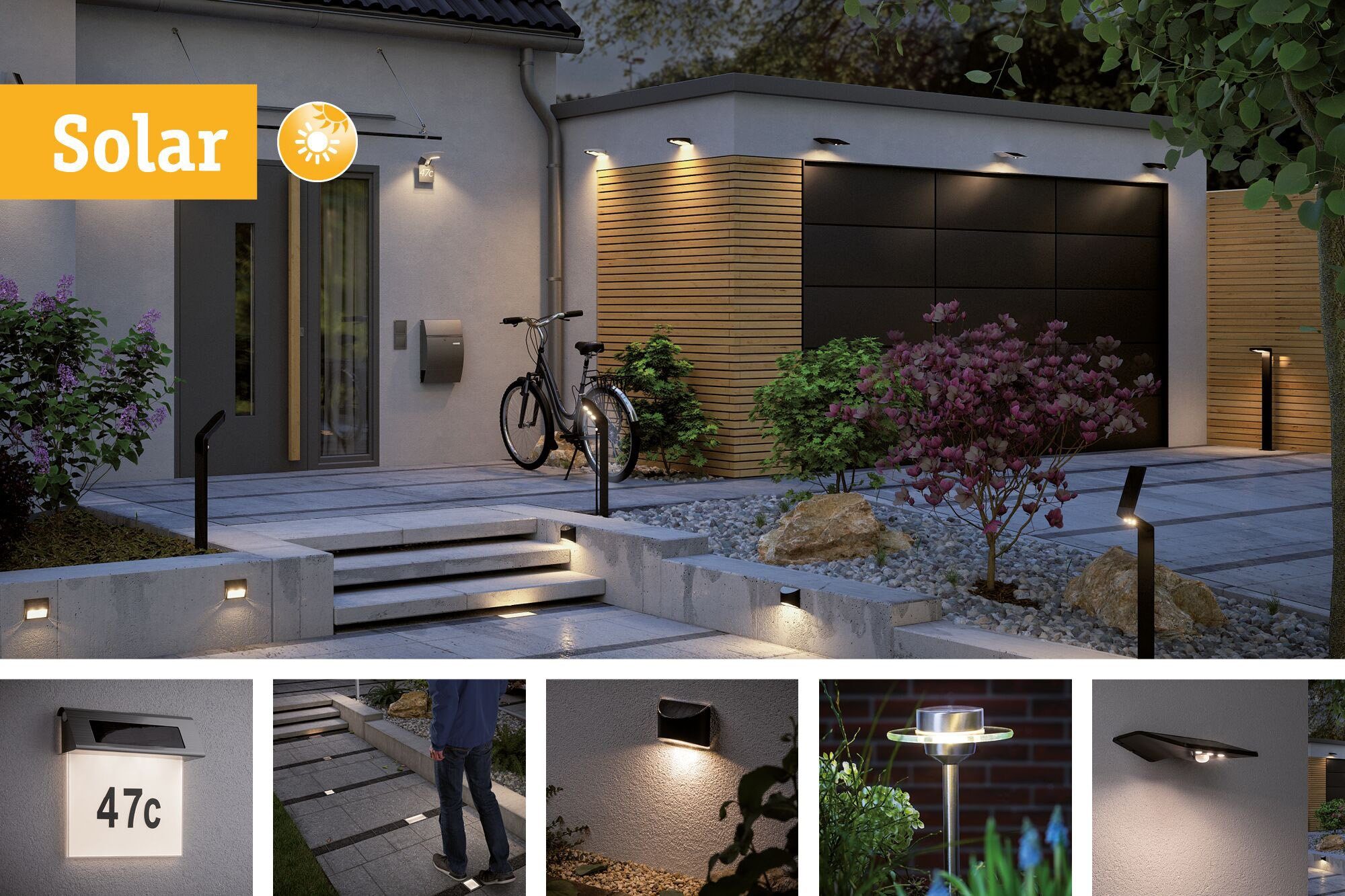 Bewegungsmelder Außen-Wandleuchte IP44 Warmweiß, Paulmann LED-Modul, mit integriert, Warmweiß Weiß 280lm LED fest Kiran,