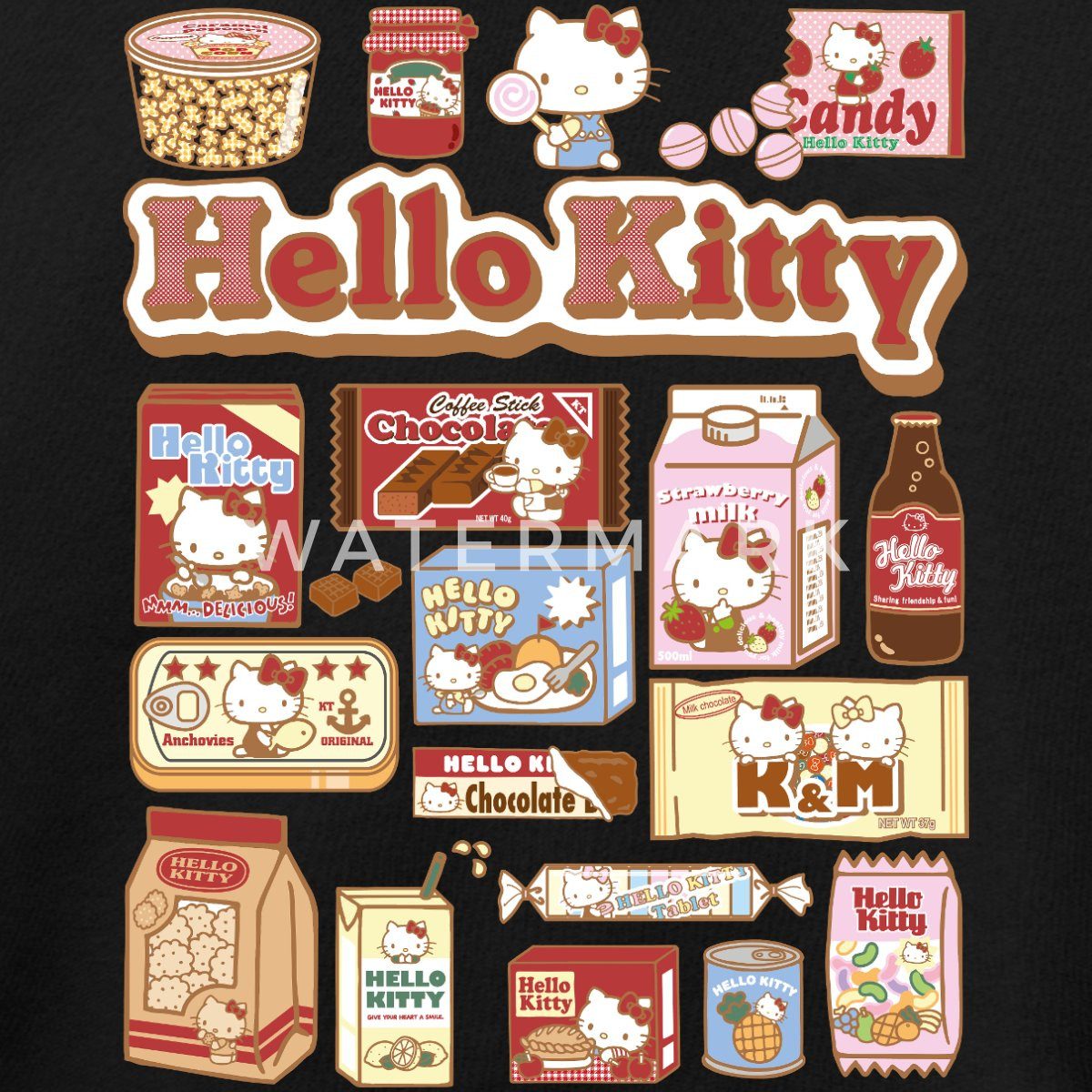 Spreadshirt Hoodie Hello Kitty Snack Collage Frauen Boxy Organic Hoodie (1- günstig online kaufen