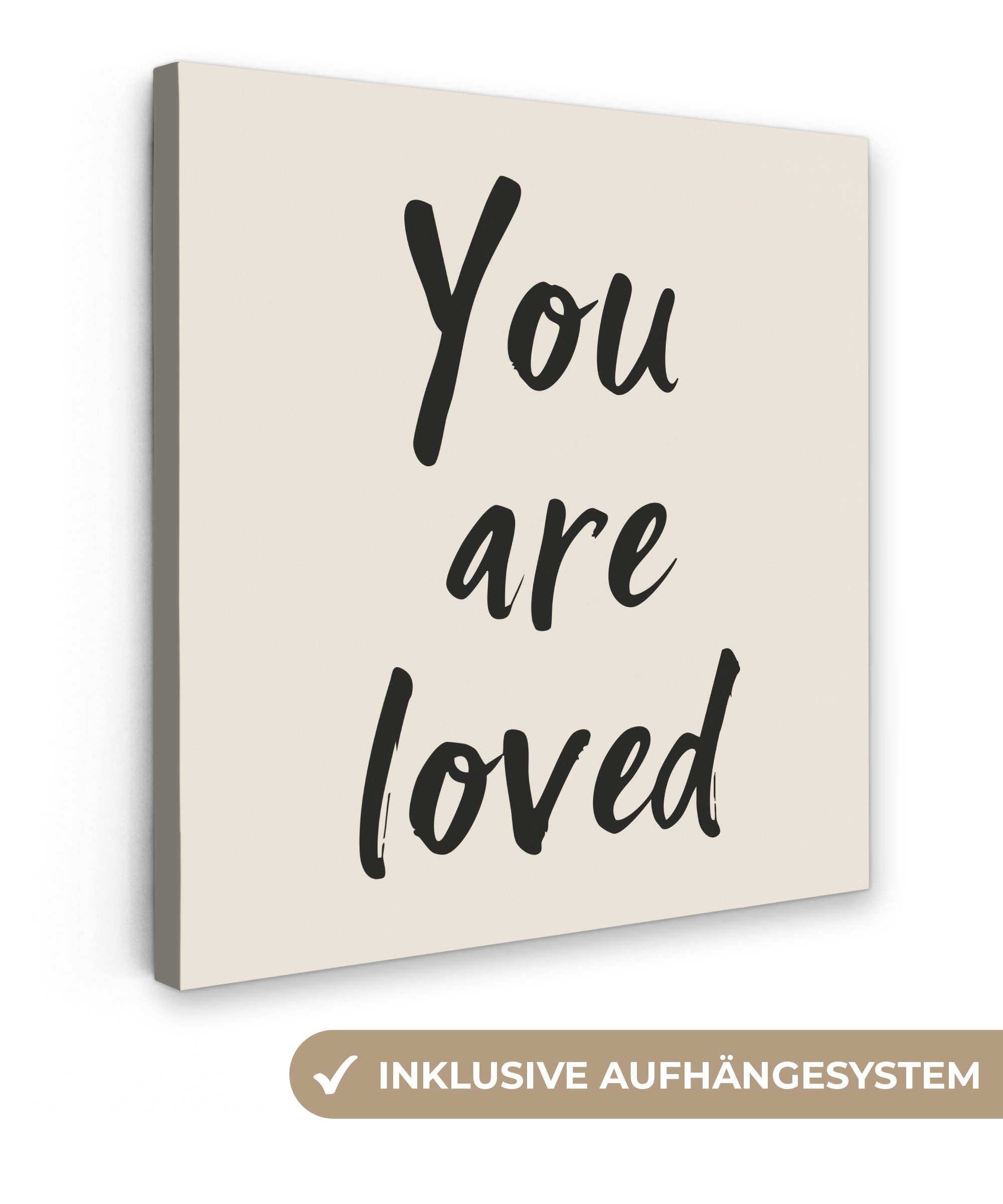 OneMillionCanvasses® Leinwandbild Minimalistisch - Beige - Liebe, Fotodruck (1 St), Wandbild, Deko Schlafzimmer Wohnzimmer Flur 20x20 cm