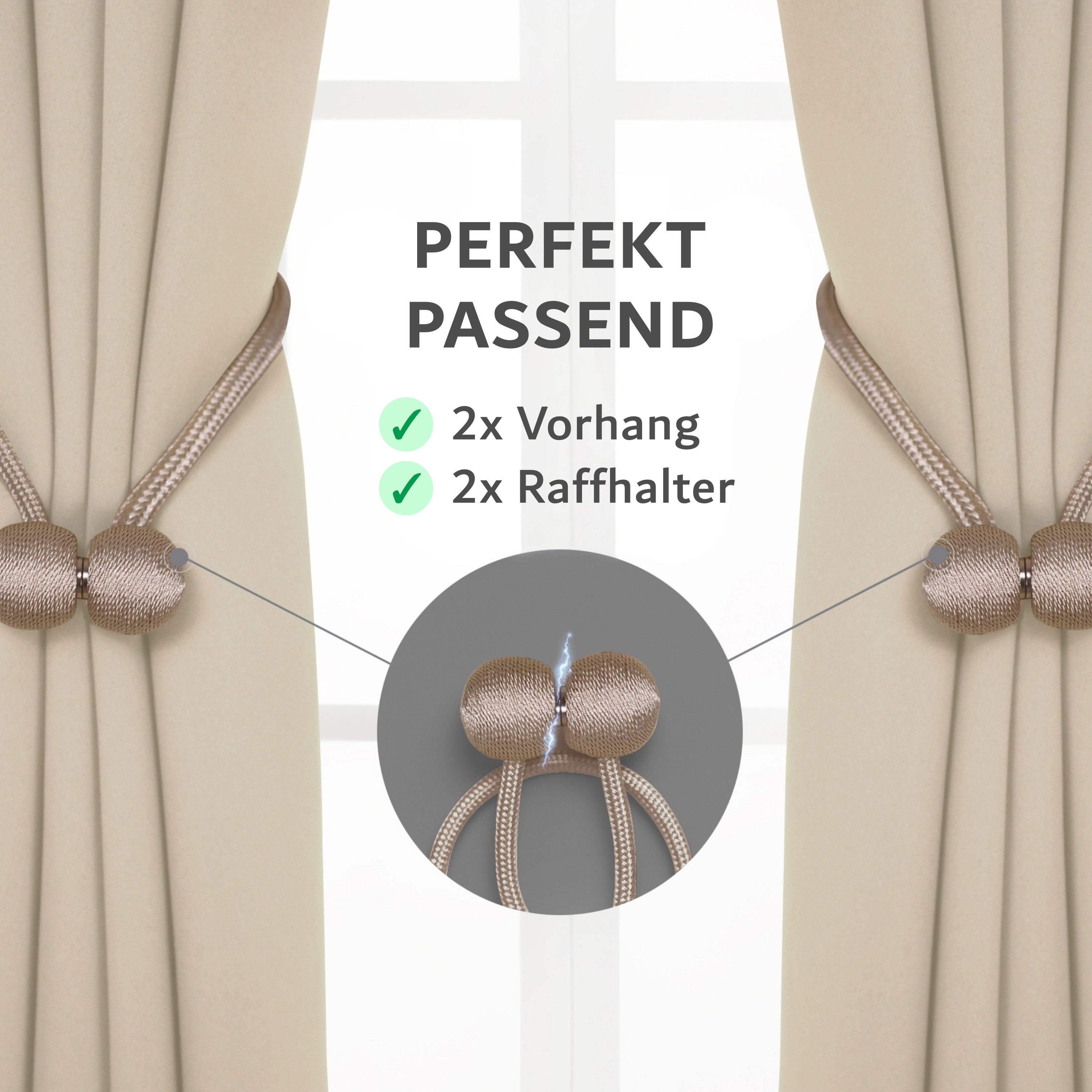 Cozyor Verdunkelungsvorhang 2er-Set inkl. 2 Magnethalter, thermoisolierend, Gardinen blickdicht (2 St), Ösen, verdunkelnd, Mikrofaser Polyester