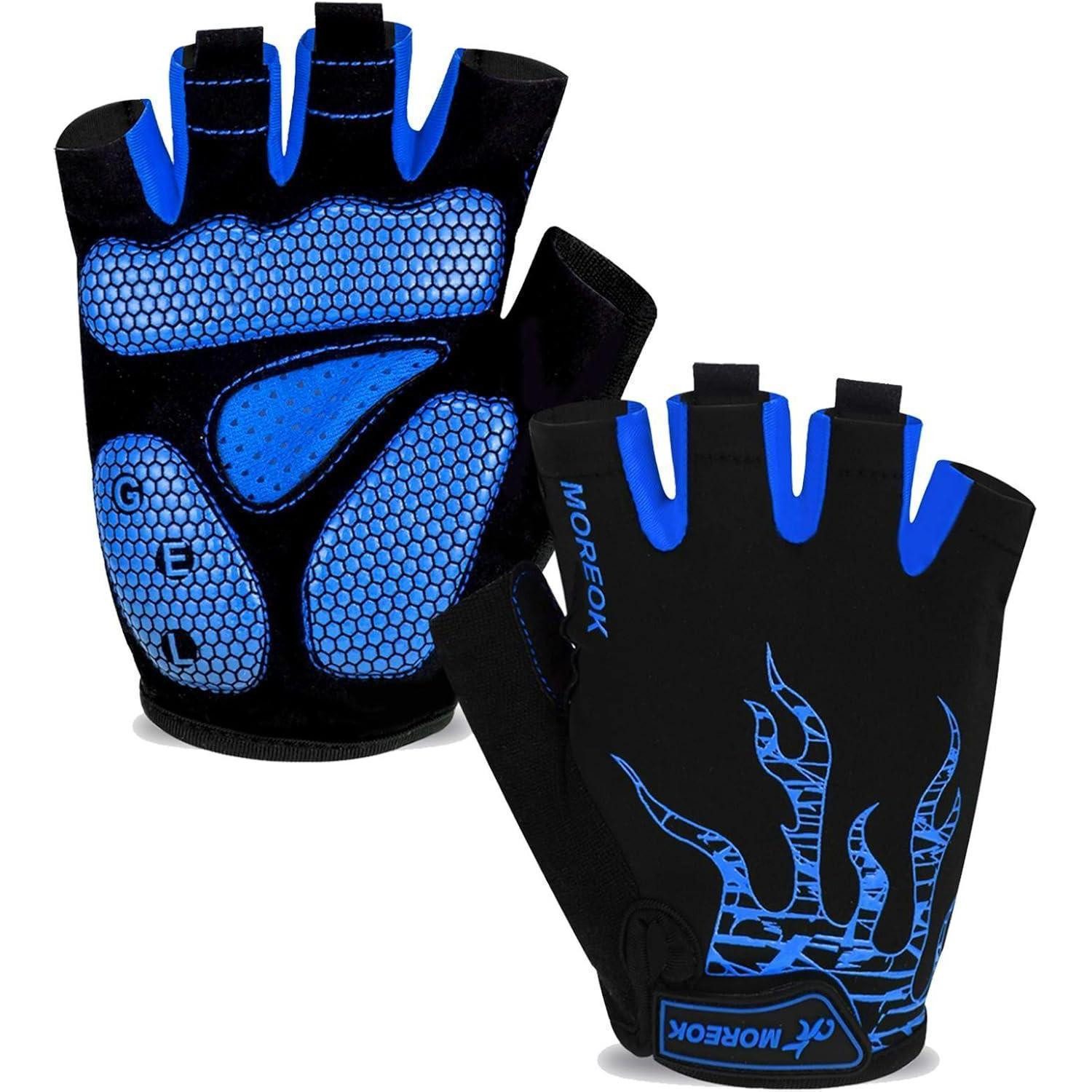 Fahrradhandschuhe Fahrradhandschuhe Halbfinger Herren Damen MTB Gel SBR 5MM Blau M