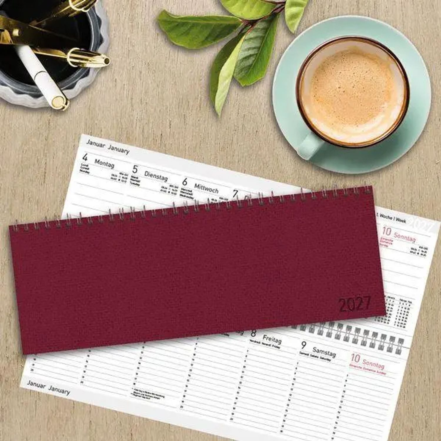 Korsch Verlag Querkalender Tischkalender quer Professional Premium 2027 rot