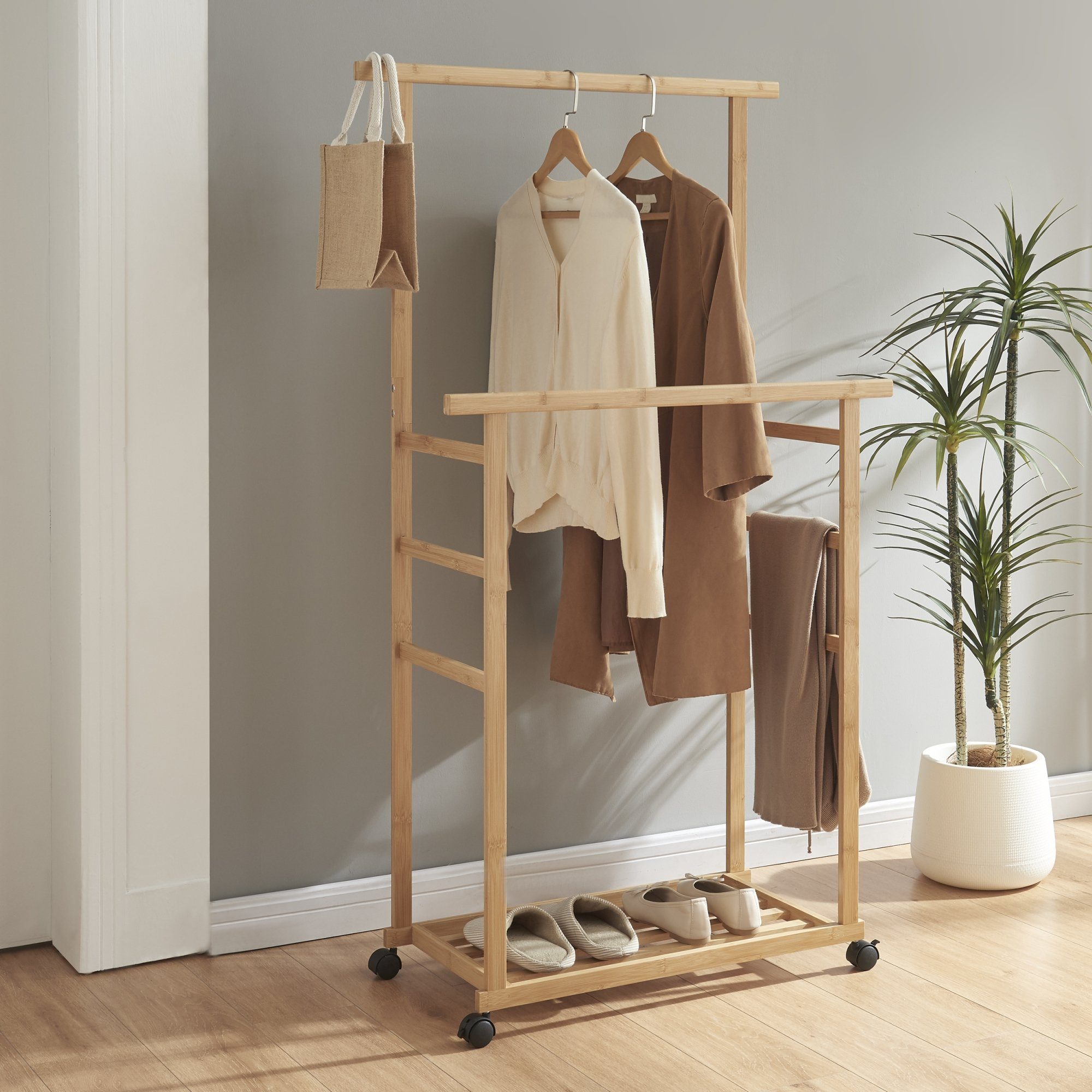 en.casa Garderobenständer, »Ilmajok« rollbar mit Ablage günstig online kaufen