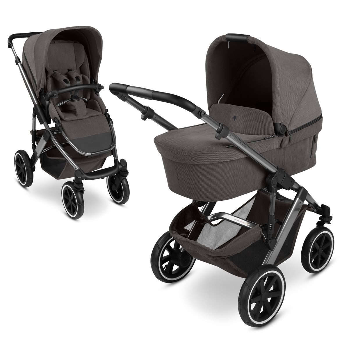 ABC Design Kombi-Kinderwagen Salsa 5 Air - Almond, 2in1 Kinderwagen Buggy Set mit Babywanne & Sportsitz