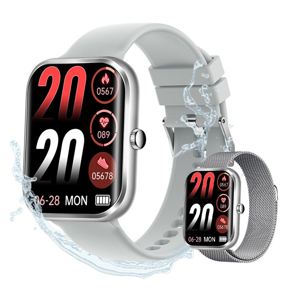 Valdus Damen's 250 mAh Telefonfunktion Fitness uhr mit trakcer Smartwatch (1.96 Zoll, Android/iOS) Armbanduhr perfekt für den täglichen Gebrauch von Damen, mit austauschbarem weichem Mesh armband, Anruffunktion verfügbar für Android und iOS