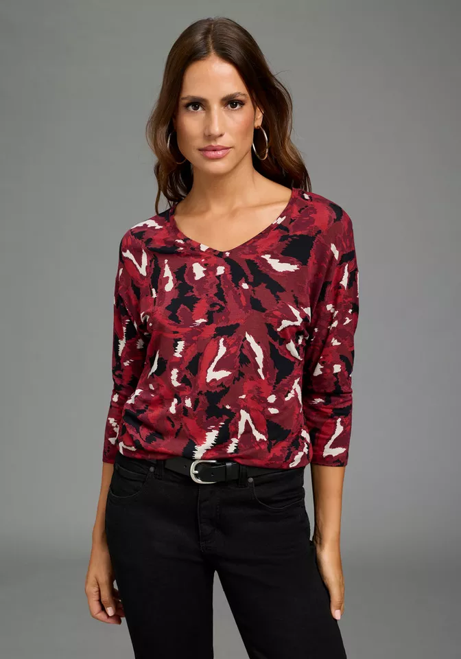 laura scott 3/4-Arm-Shirt 3/4-Arm, figurumspielende Passform, hüftlange Schnittform