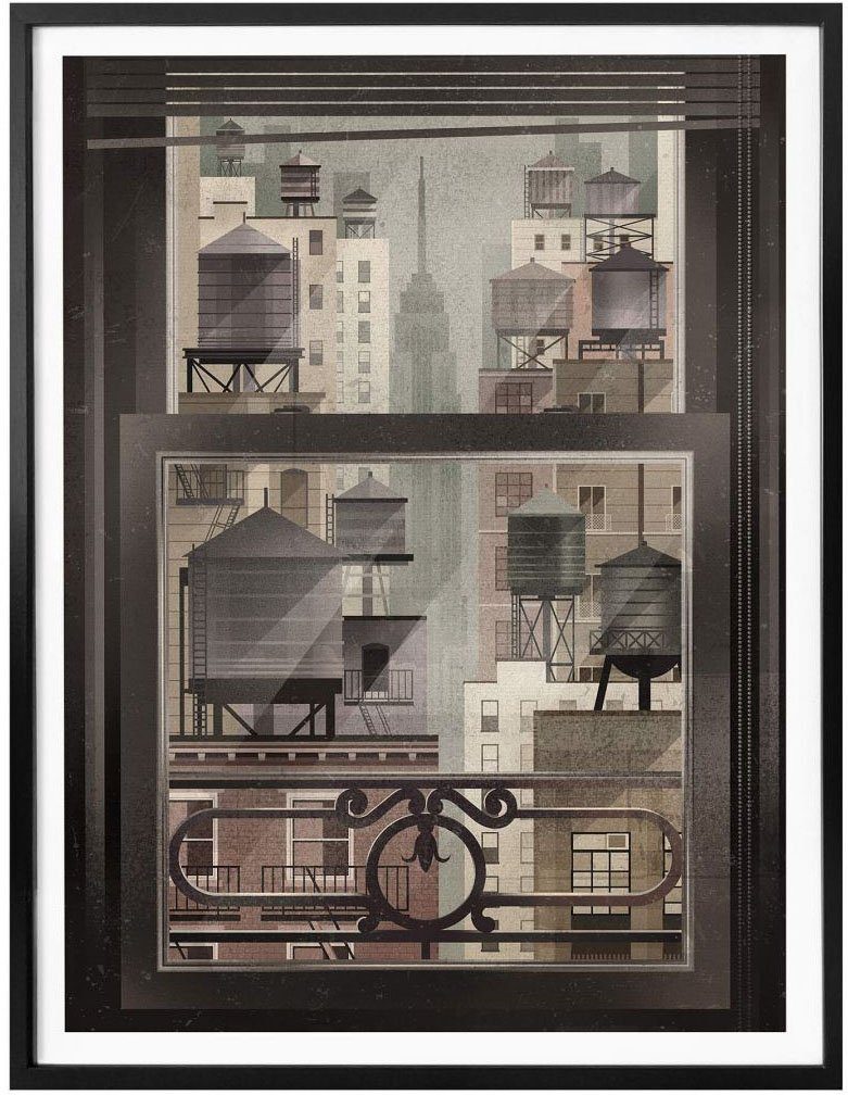 NYC St), Wall-Art Poster York New Wandposter Poster, Bild, Wandbild, Watertowers, (1