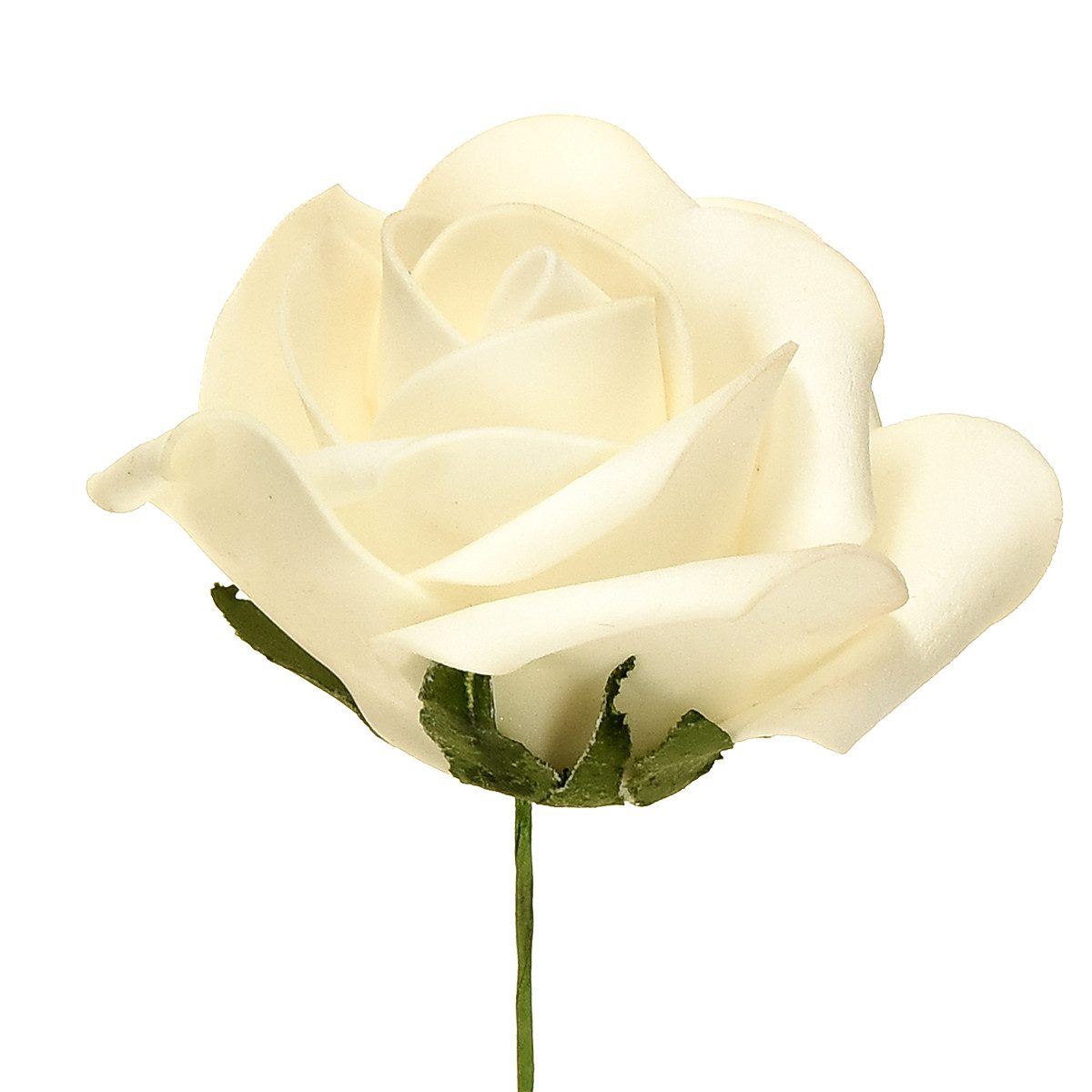 Kunstblume Foam Rosen Creme Stiel Hochzeit Deko Ø7,5cm 18St Kunstblumen, 18 Stück, Florists Products, Höhe 7.5 cm