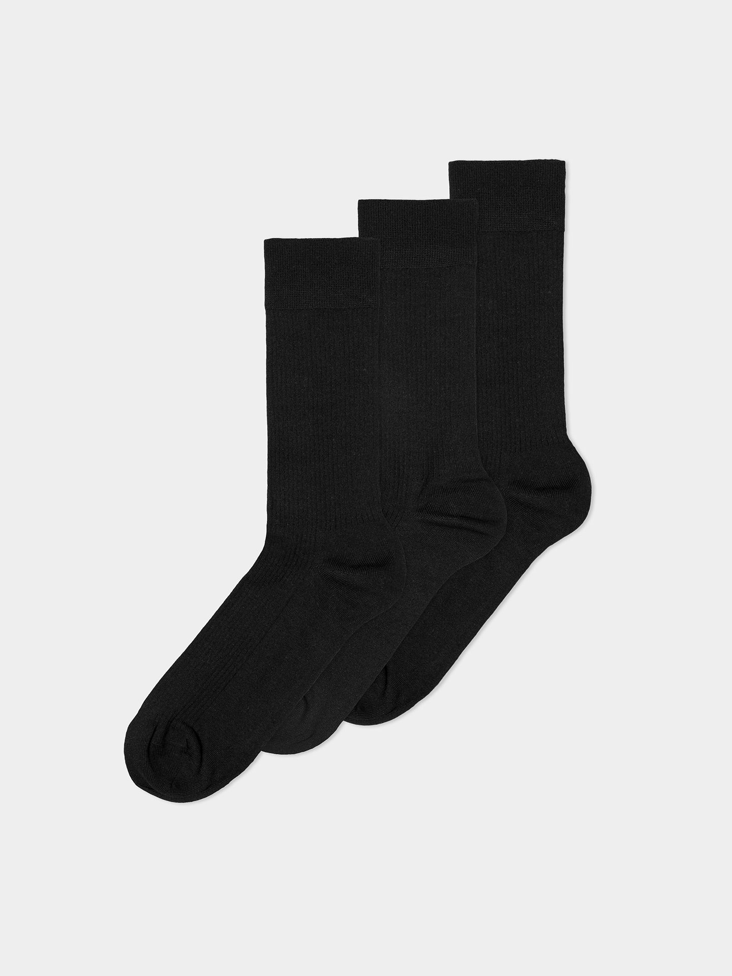 (3-Paar) 3er Gerippte Textil Casual Erlich Pack Socken schwarz im Cotton Socken