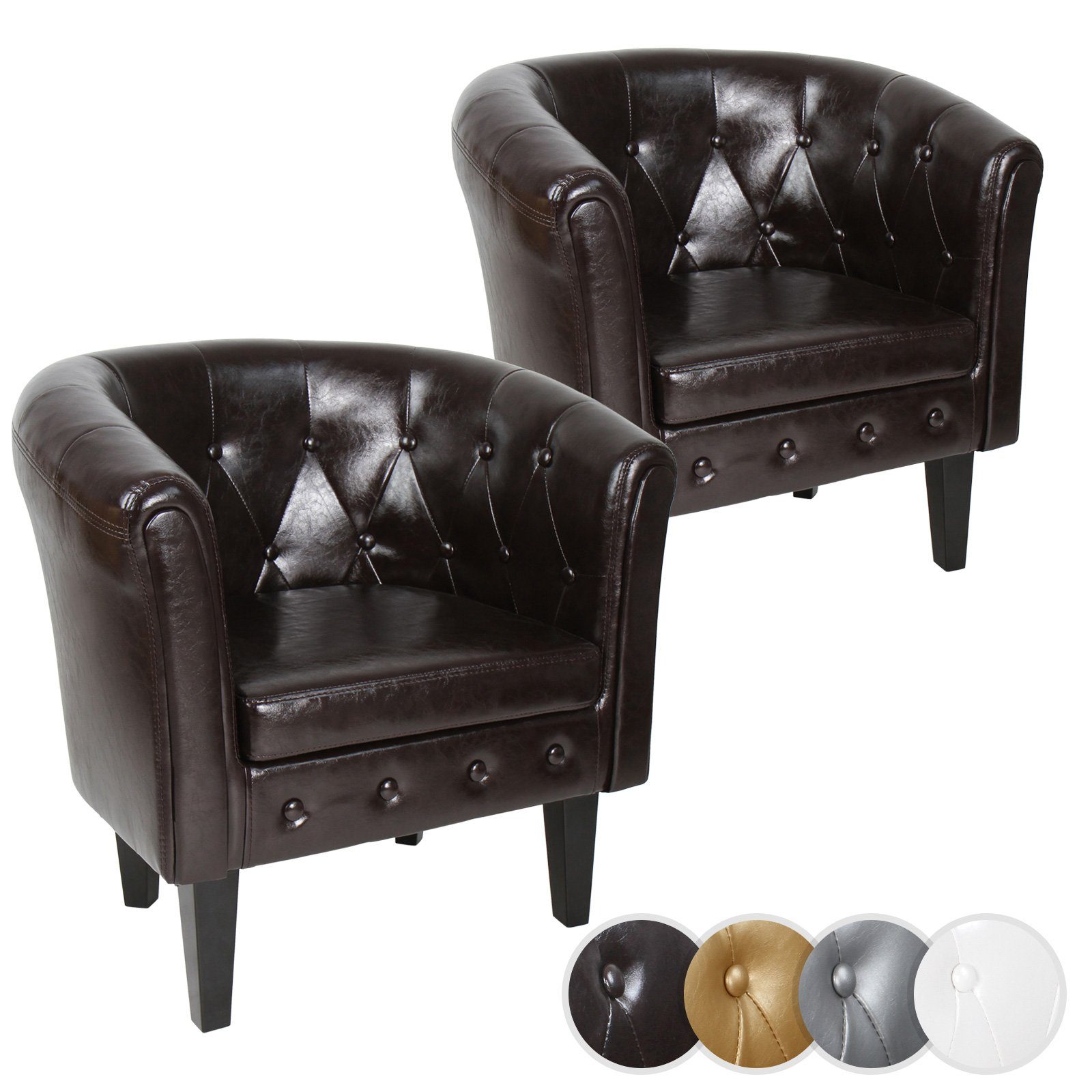 MIADOMODO Chesterfield-Sessel Chesterfield Sessel Loungesessel Clubsessel Cocktailsessel Sofa (2-St)
