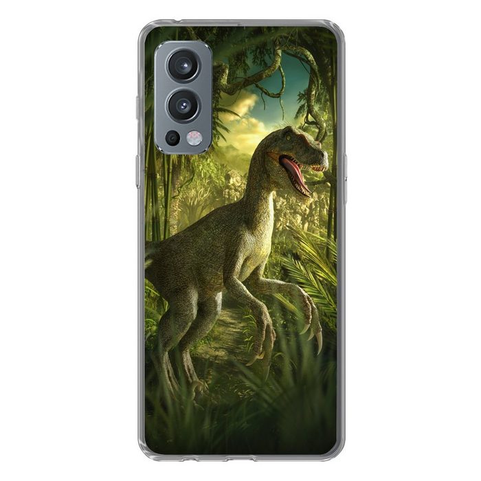 MuchoWow Handyhülle Dinosaurier - Pflanzen - Grün - Illustration - Kinder - Jungen Phone Case Handyhülle OnePlus Nord 2 Silikon Schutzhülle
