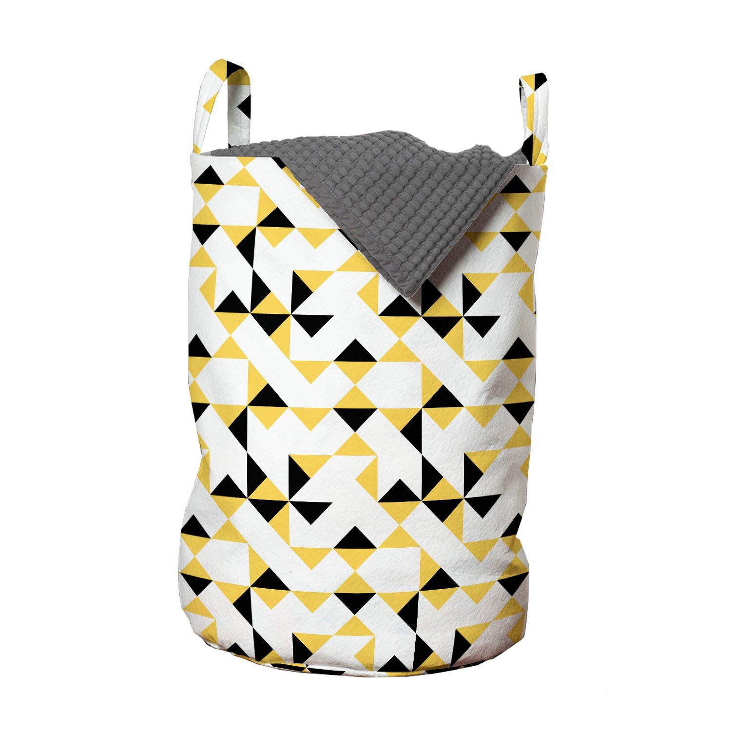 Abakuhaus Wäschesäckchen Wäschekorb mit Griffen Kordelzugverschluss für Waschsalons, Geometrisch Moderne Dreieck-Muster