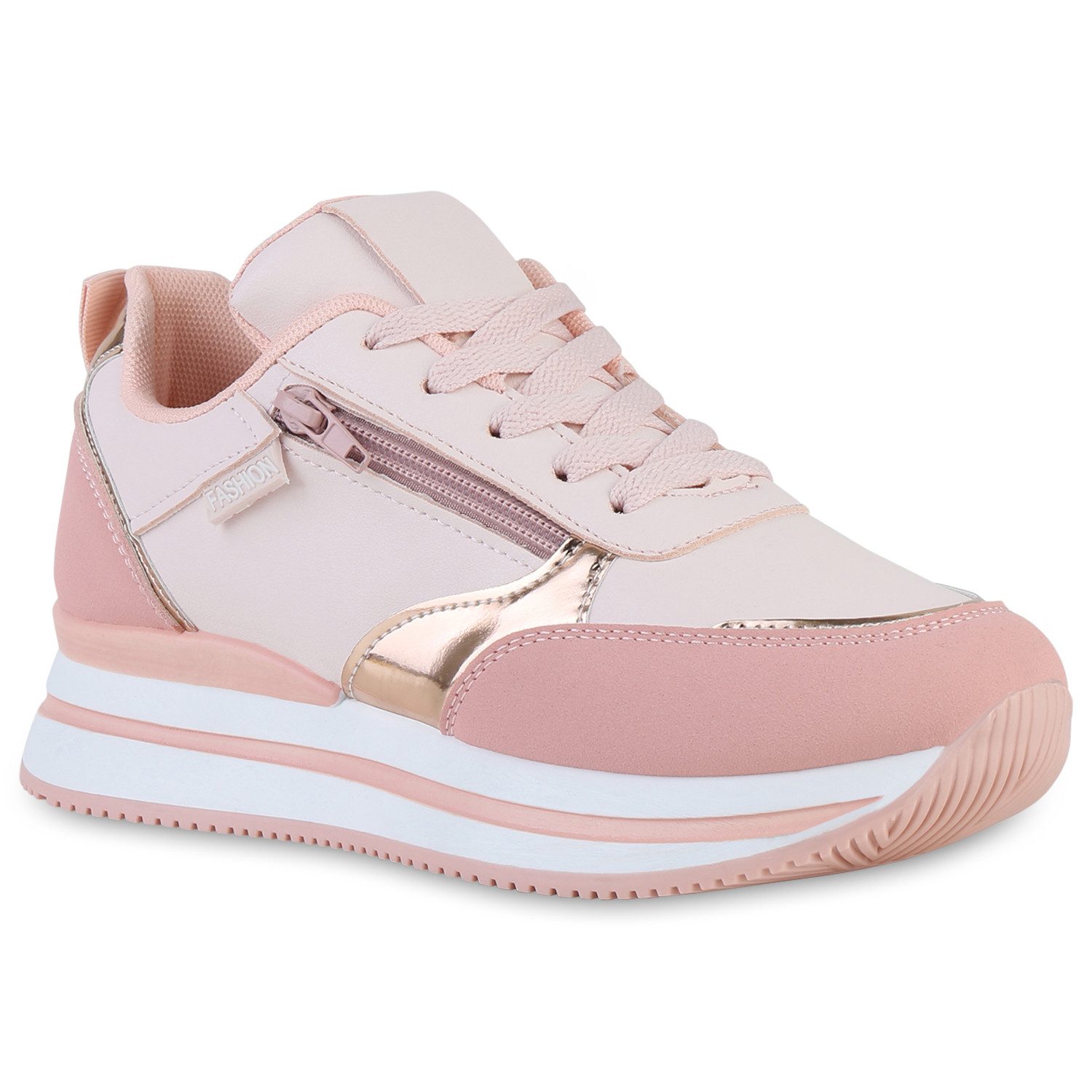 VAN HILL 840174 Plateausneaker Damen Plateau Sneaker Keilabsatz Schnürer Me günstig online kaufen