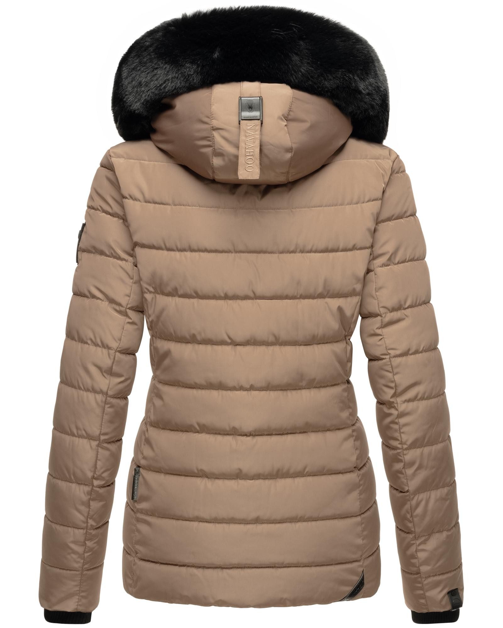 Navahoo Steppjacke Milianaa Edle Winterjacke mit weicher Kunstfell-Kapuze