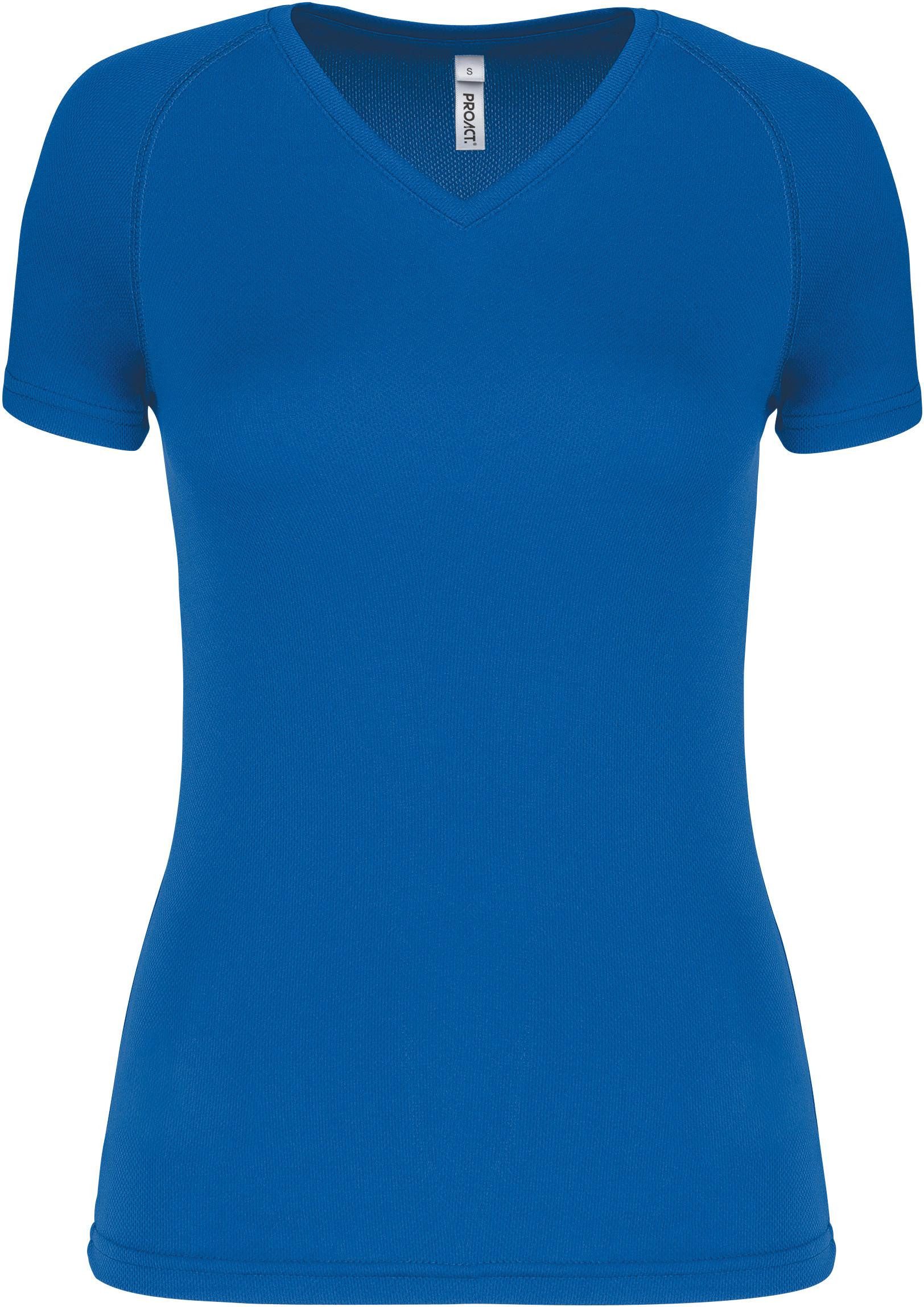 Trainingsshirt Damen Kurzarm-Sportshirt mit V-Ausschnitt