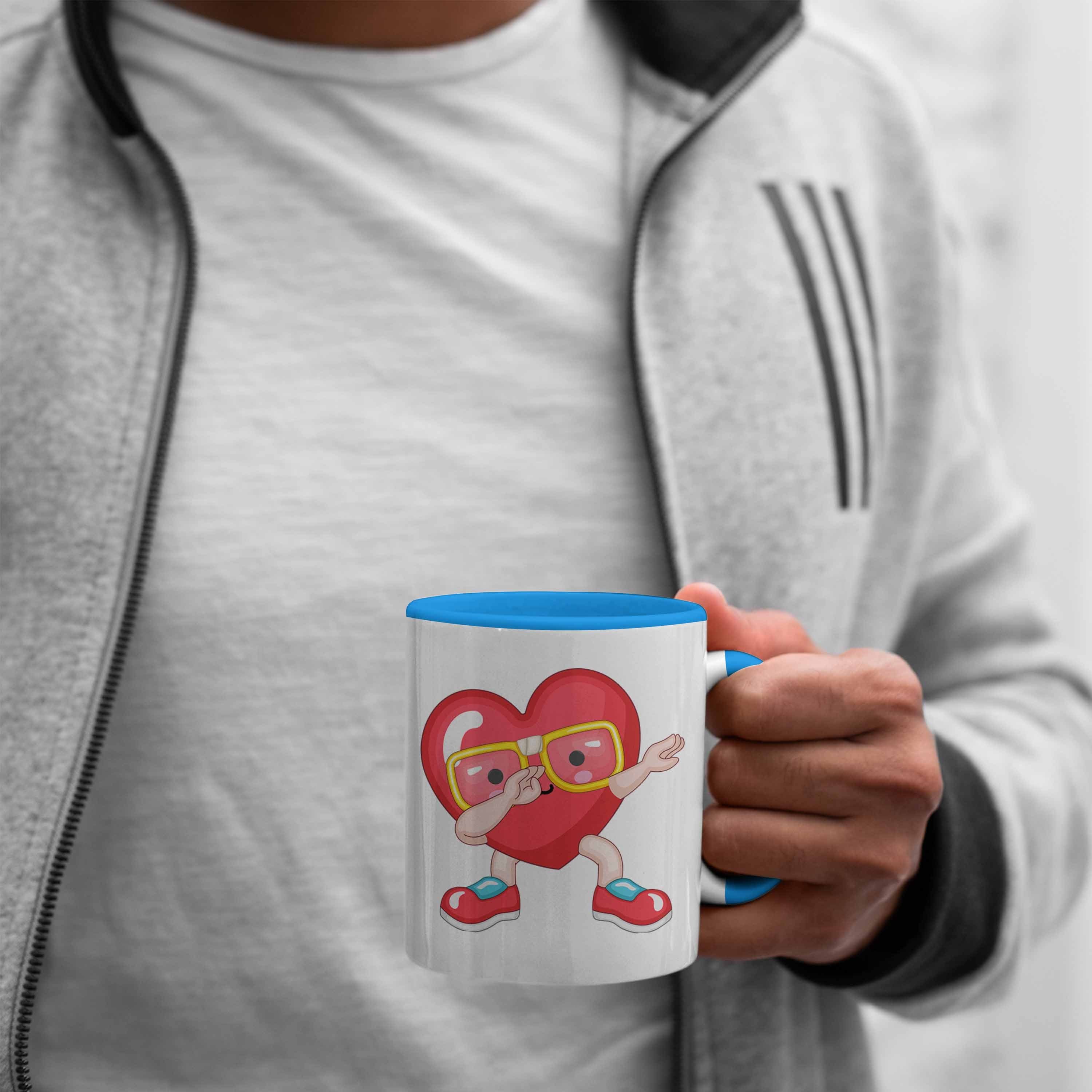 Romantisches zum für Herz-Grafik Freundin Geschenk mit Tasse Va Blau Trendation Freund Tasse