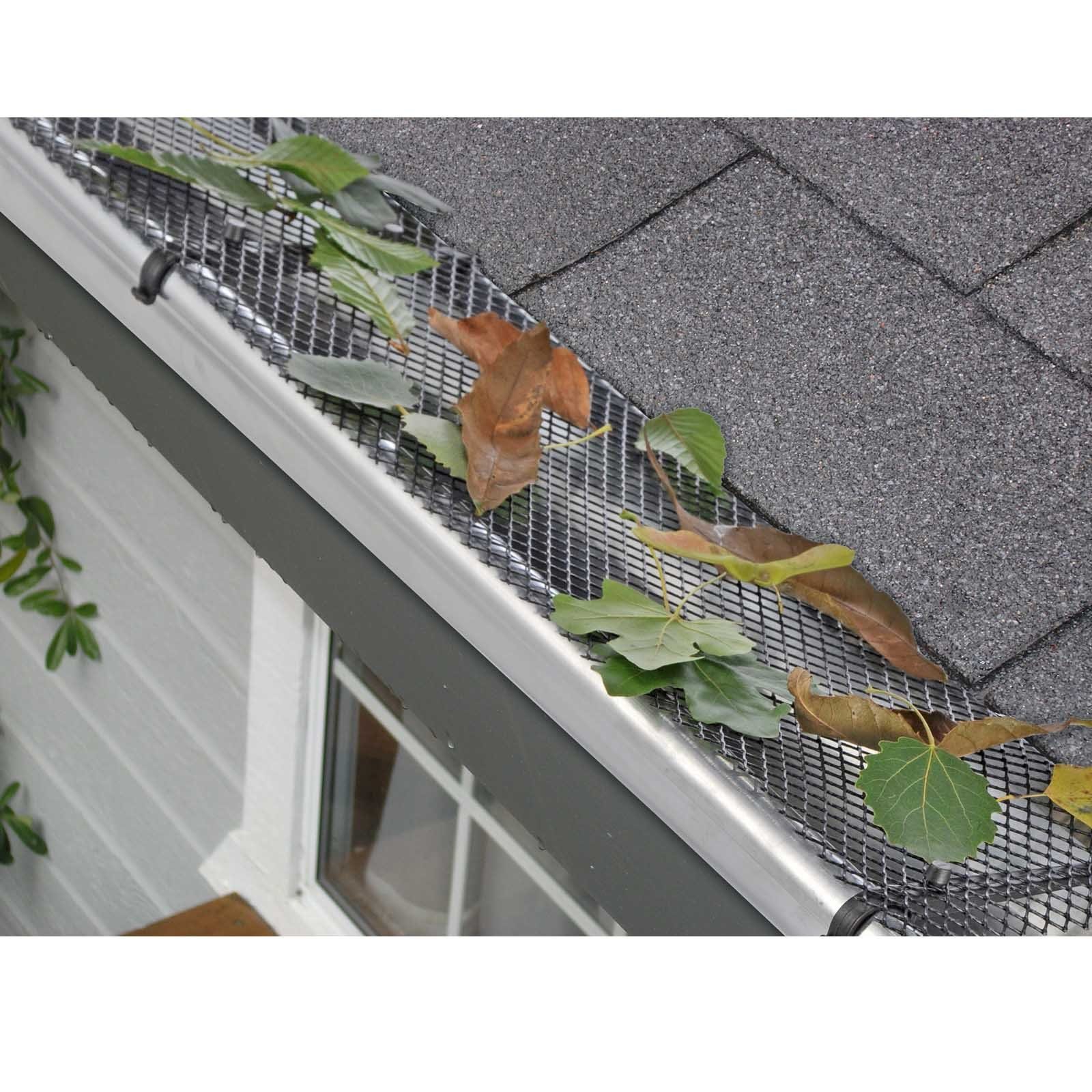 HAC24 Laubschutznetz Dachrinnenschutz Laubschutz Gitter Laubschutzgitter Dachrinnengitter, für Dachrinne 24 Meter inkl. 32 Klammern