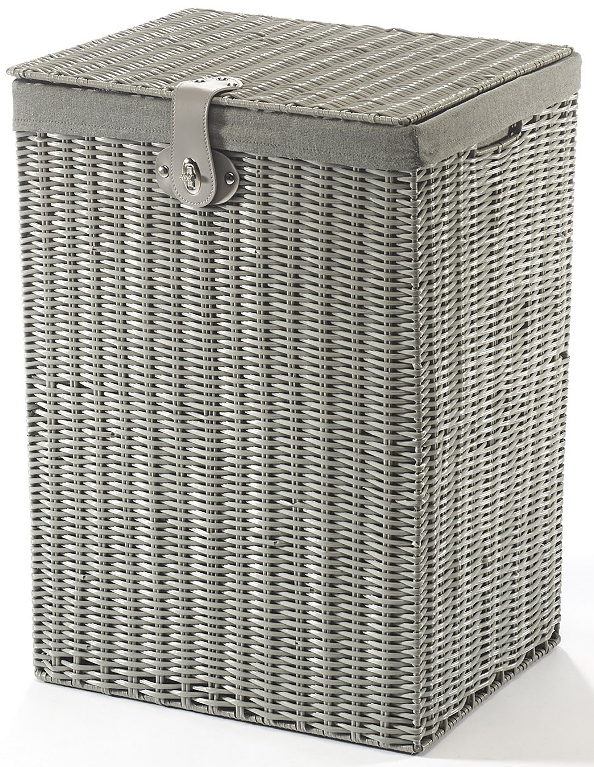 Kobolo Wäschekorb Wäschebehälter aus Kunststoff - grau - mit Textileinsatz