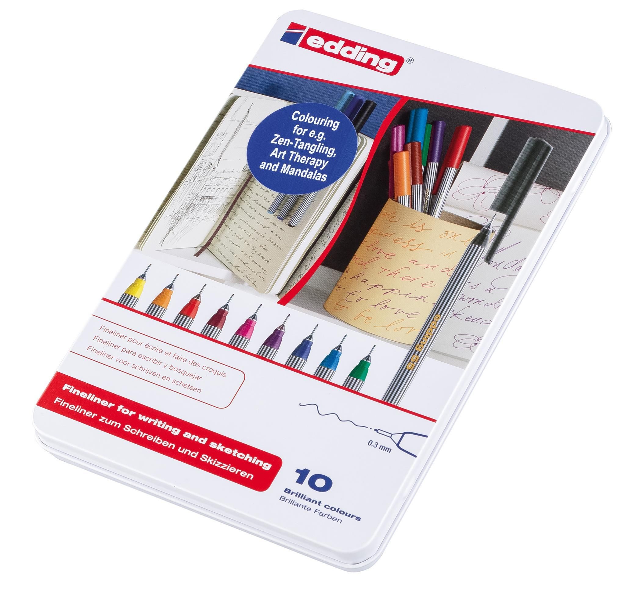 edding Malstift Edding Fineliner 55 10er-Metallboxsortiert