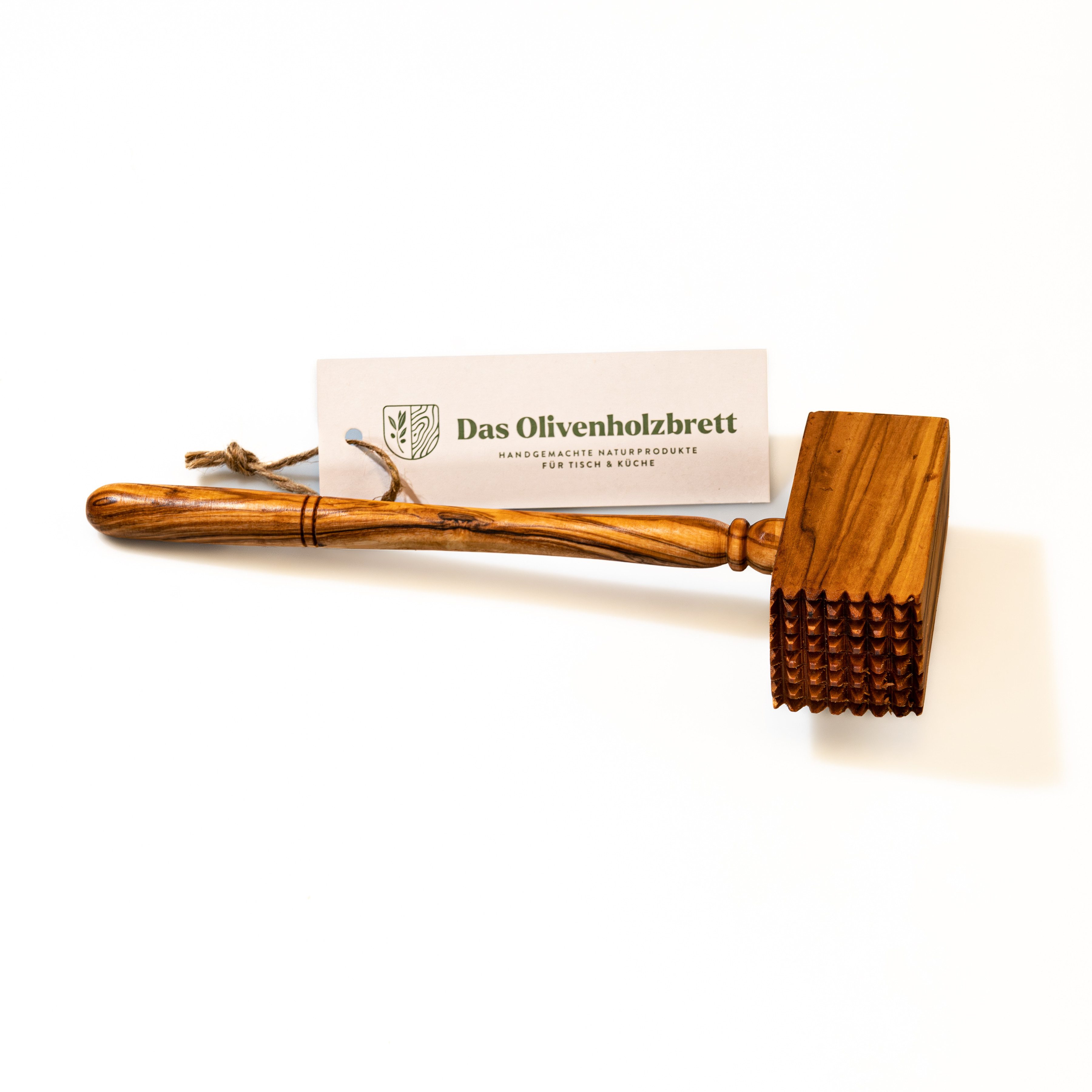 dasOlivenholzbrett Fleischhammer Fleischklopfer aus Olivenholz mit eckigem Kopf