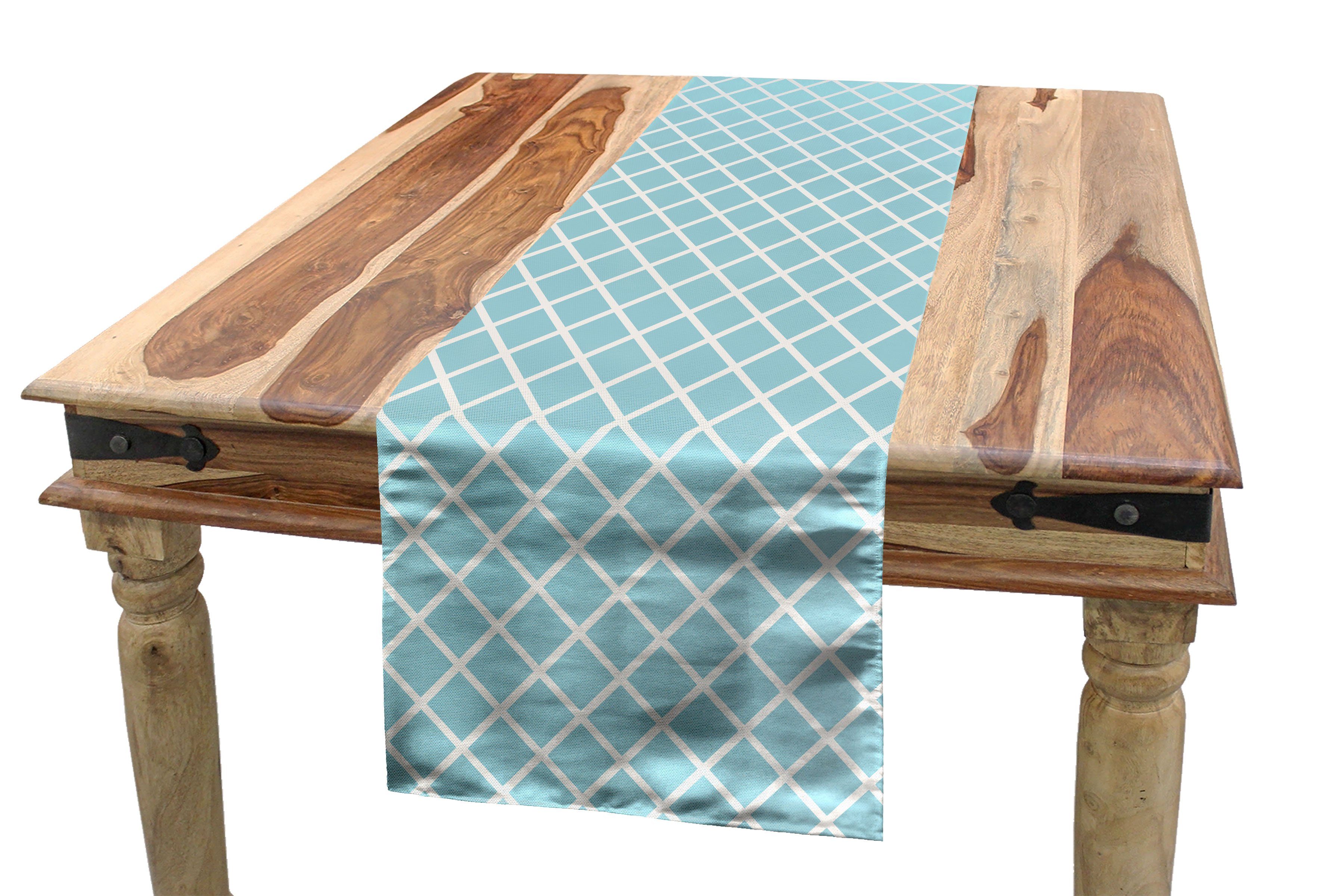 Küche Tischläufer, Rechteckiger Esszimmer Retro Abakuhaus Linien Quadrate Dekorativer Tischläufer Geometrische