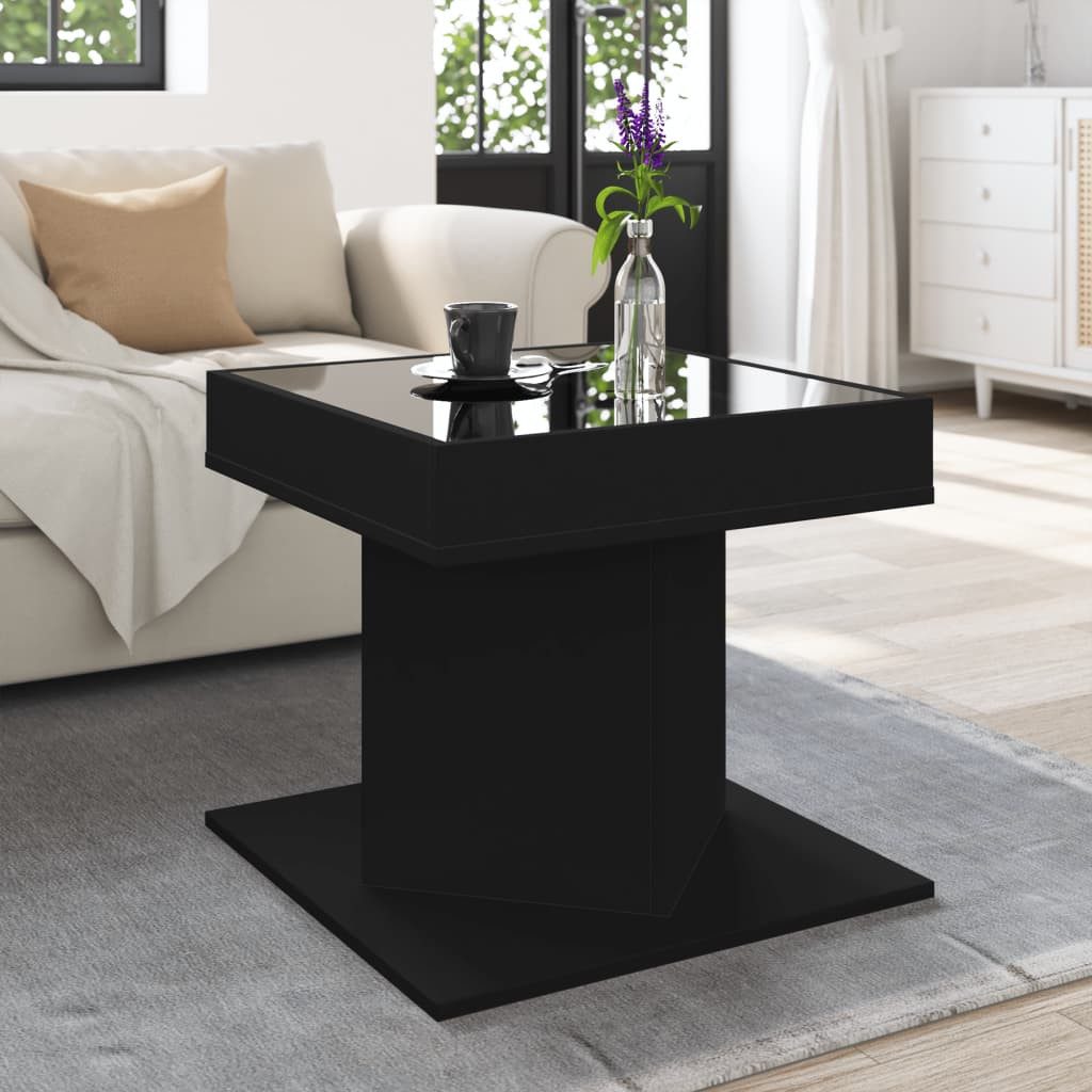 vidaXL Couchtisch LED-Couchtisch Schwarz 50x50x45 cm Holzwerkstoff (1-St)