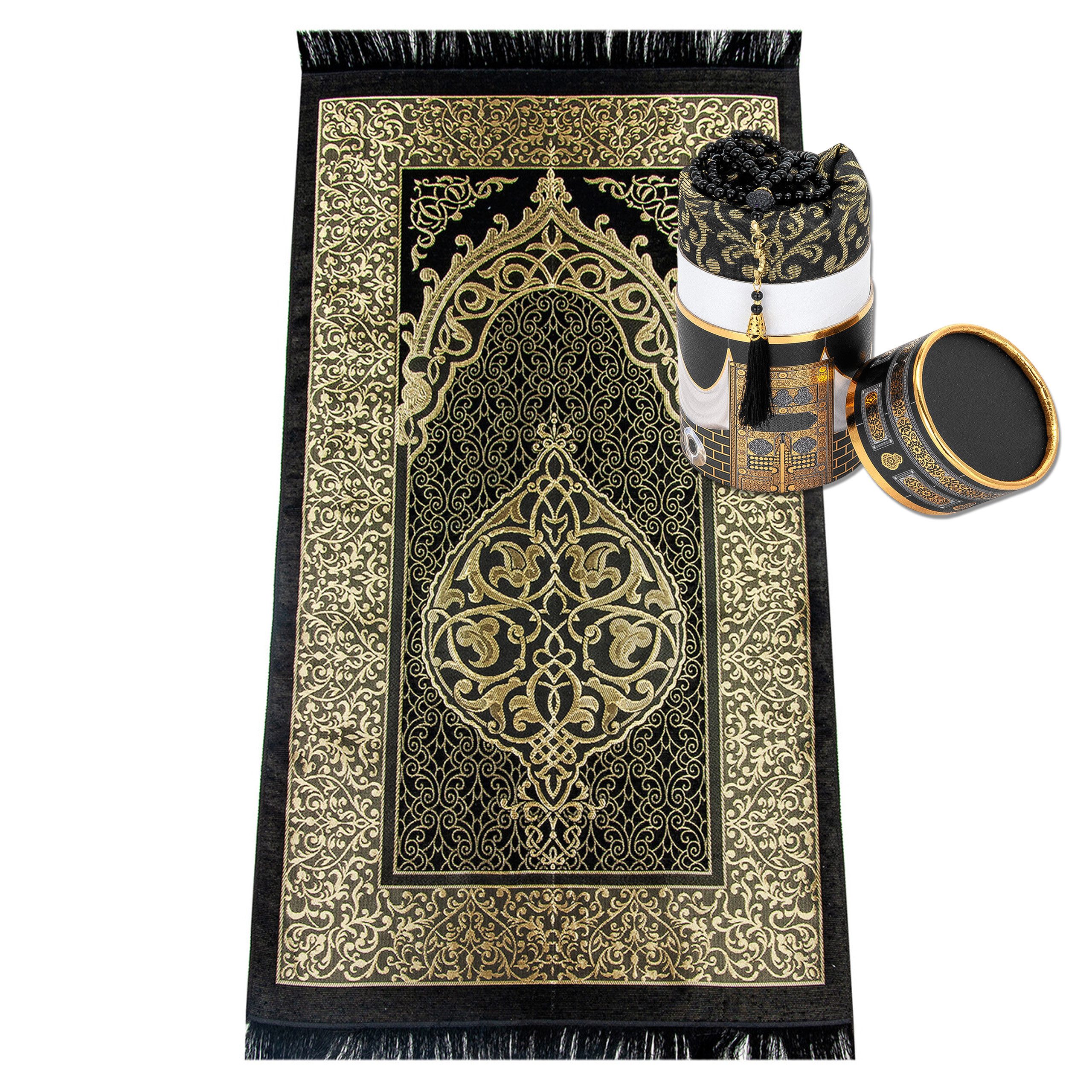 Carpetia Teppich Gebetsteppich Taftstoff Schwarz-Gold mit günstig online kaufen