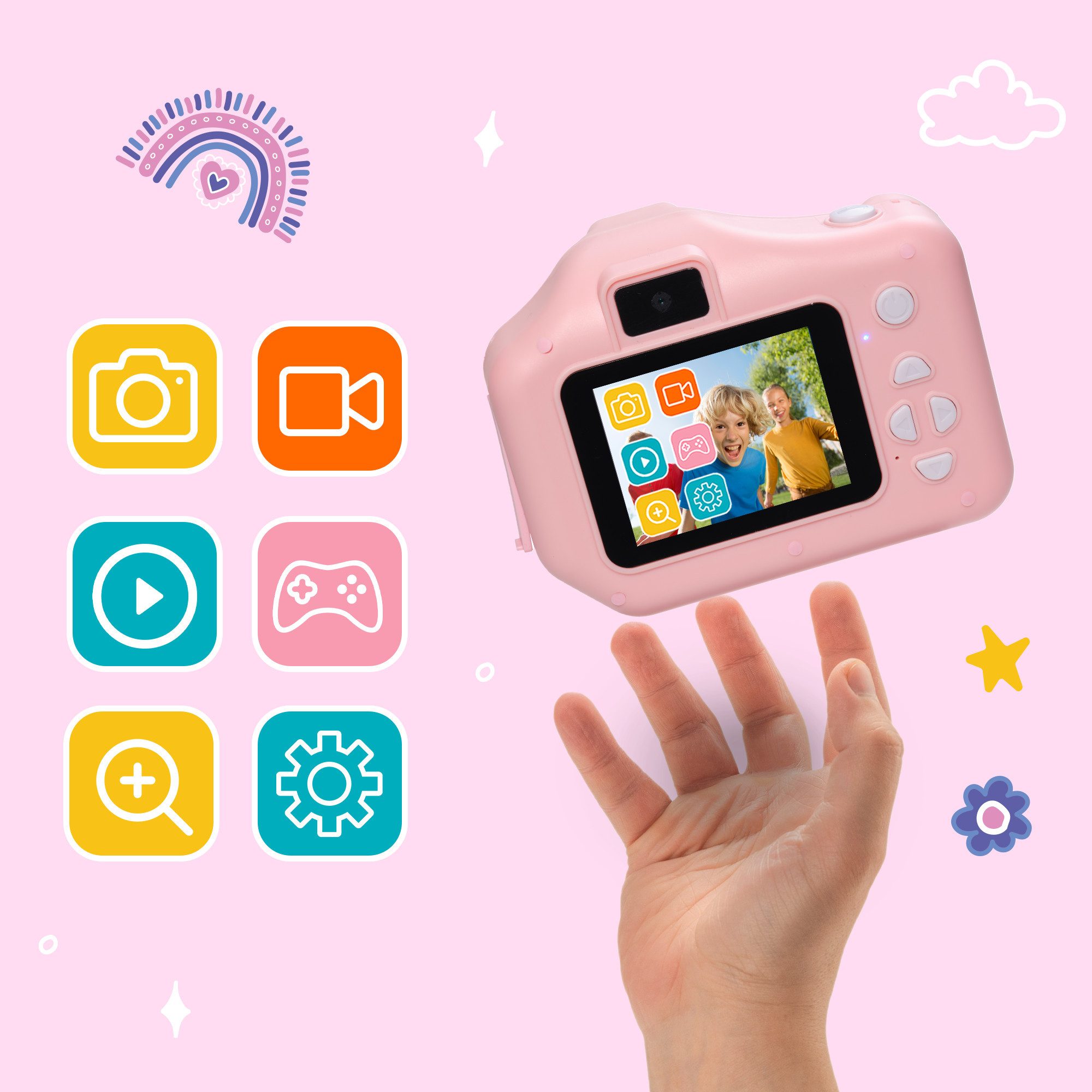 Denver KPC-1370P Kinderkamera (0 MP, Thermodruck, 3 Papierrollen inkl., Selfie-Linse, 10× Digitalzoom)