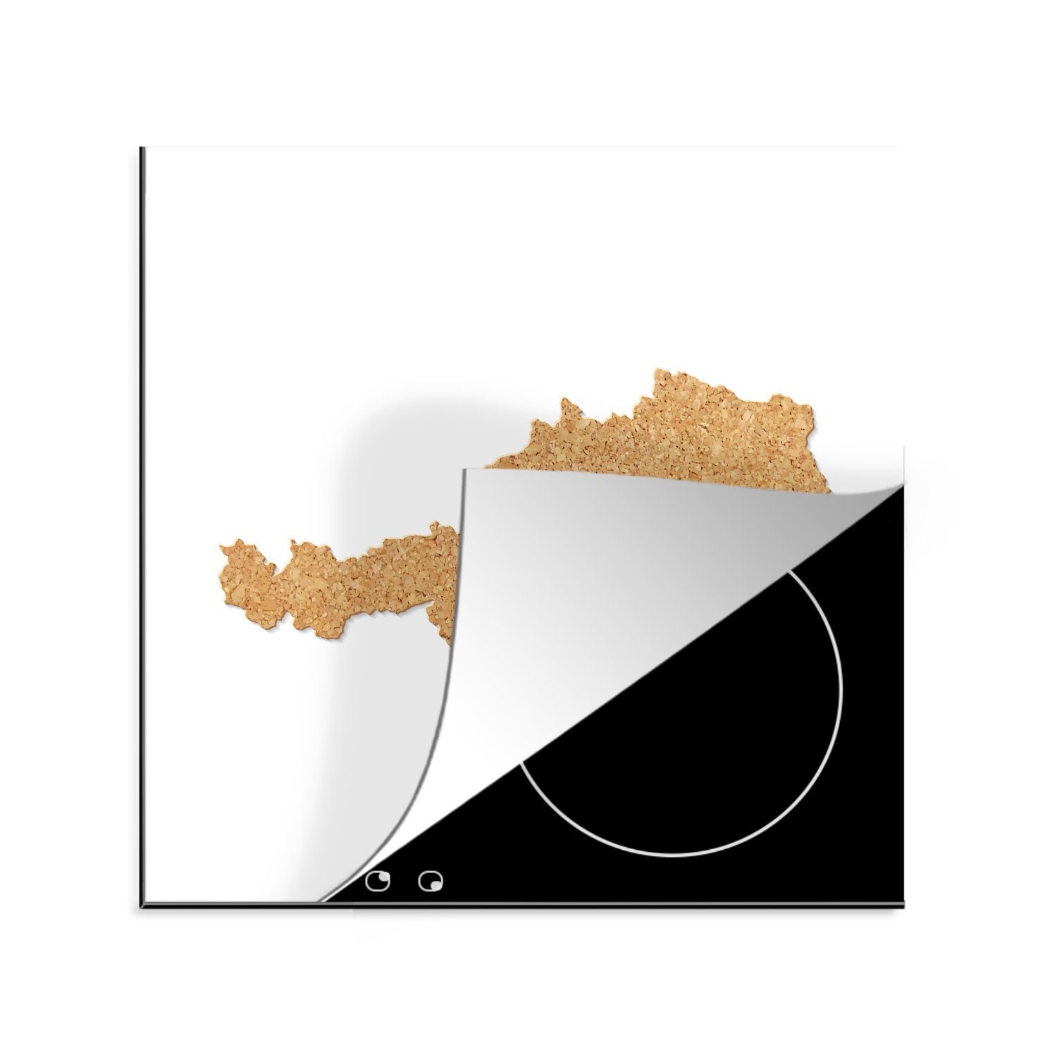 MuchoWow Herdblende-/Abdeckplatte Illustration von Österreich in Kork, Vinyl, (1 tlg), 78x78 cm, Ceranfeldabdeckung, Arbeitsplatte für küche | Herdabdeckplatten