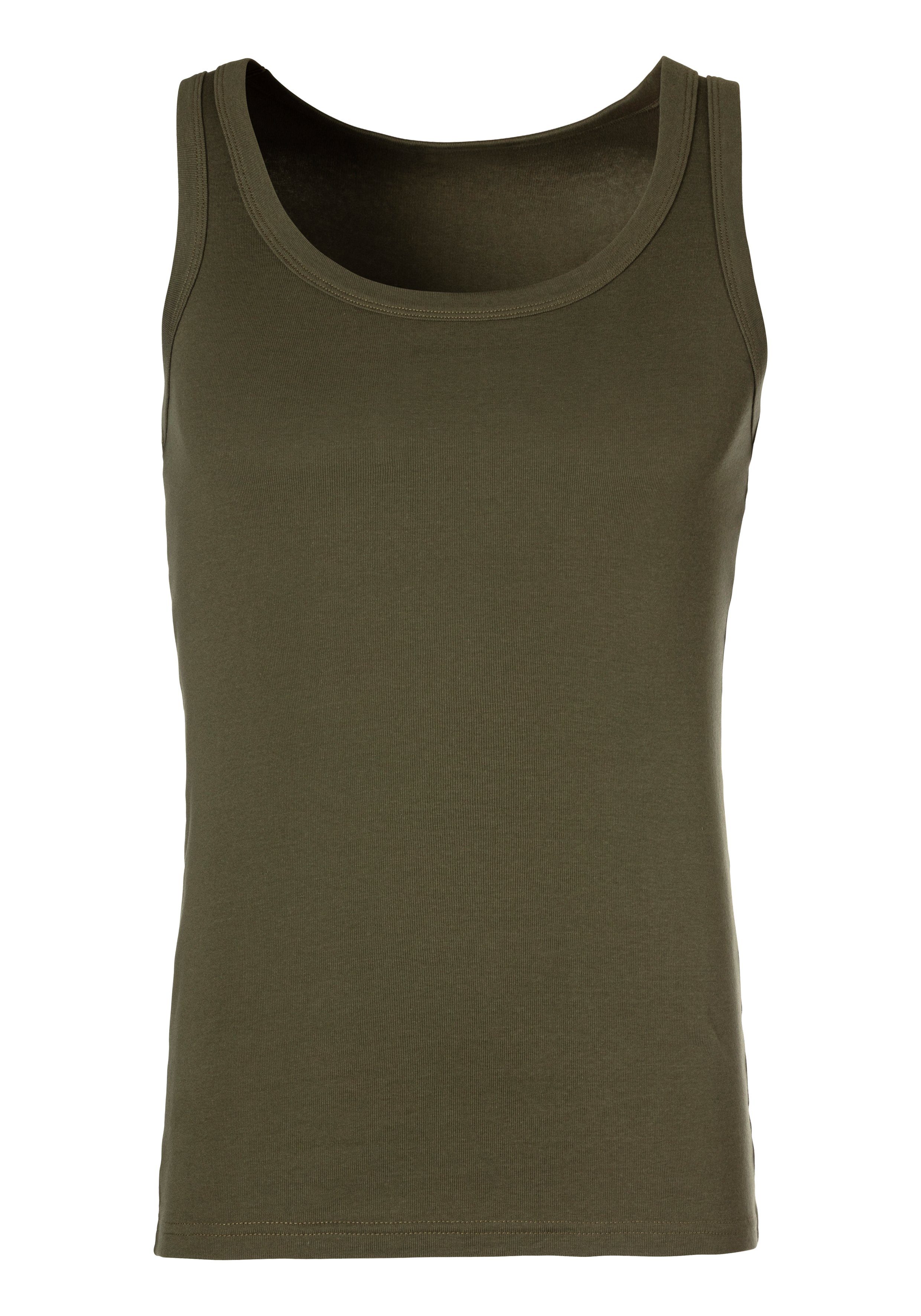 Basic, zum Unterhemd 2-St) Unterziehen schlichtes (Packung, khaki, perfekt H.I.S schwarz