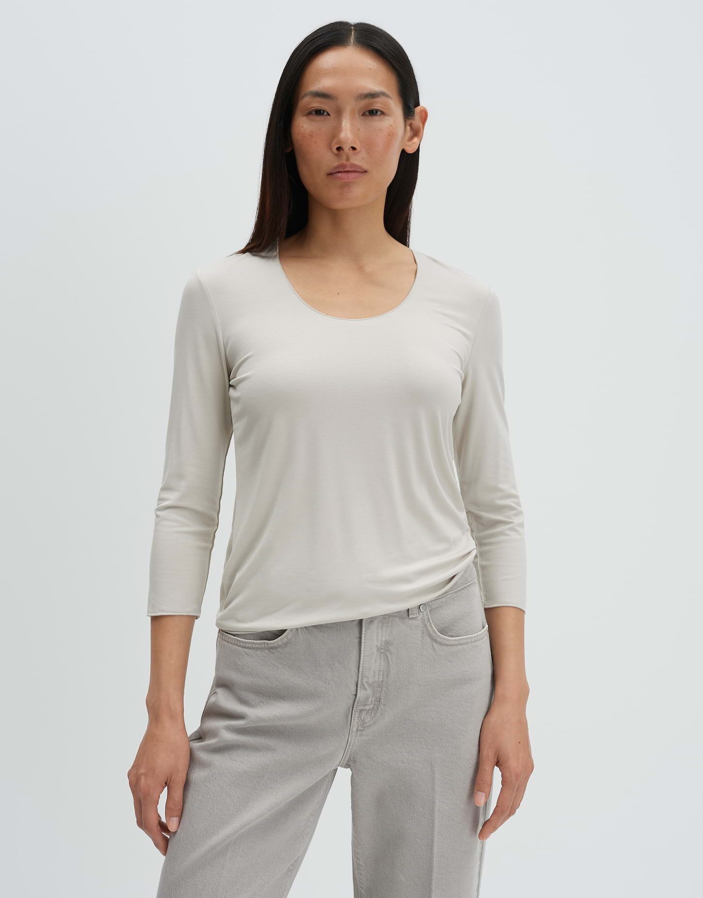 Kurzarmshirt Basicshirt aus ECOVERO™ Viskosemix Slim Fit