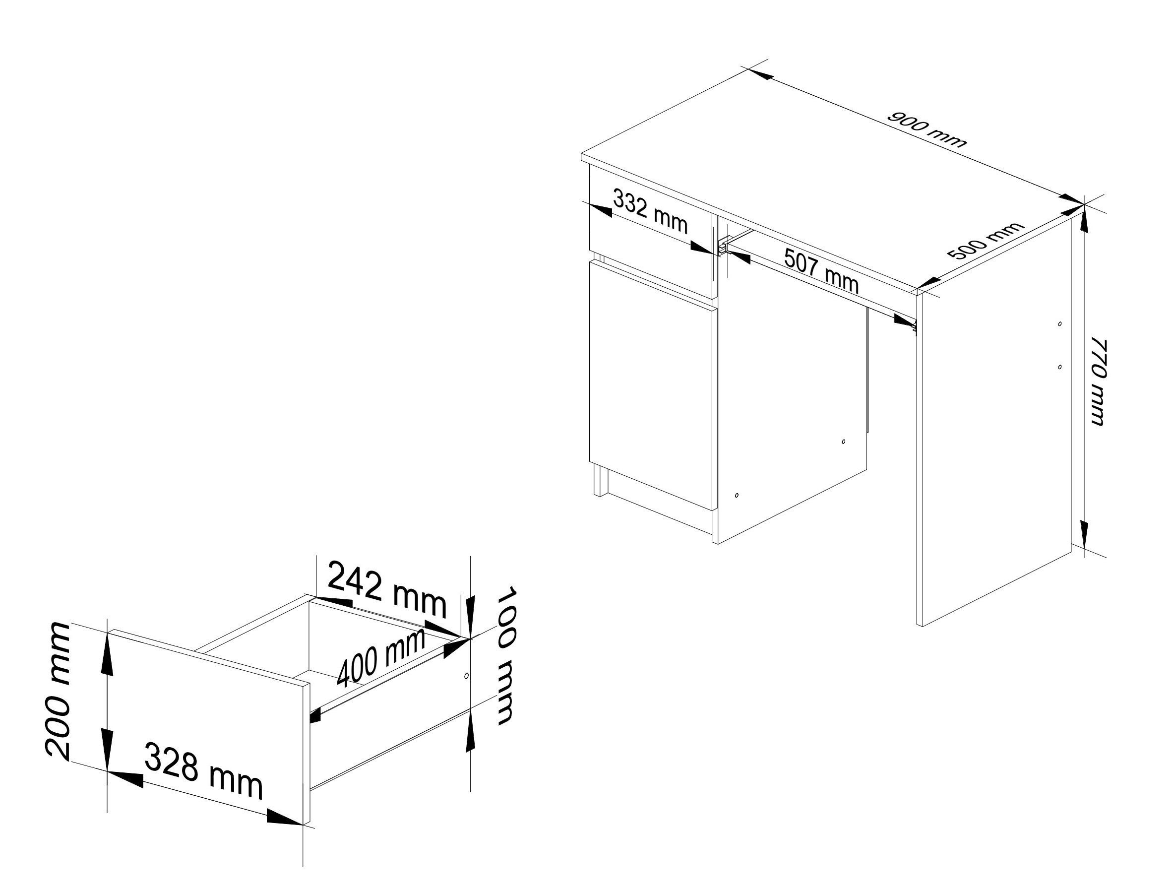 Raumhirsch Furniture Schreibtisch 90 cm Breite - Computertisch 90 cm Breite - Optimale Arbeitsfläche, Hochwertiges Laminat, Stauraum, elegantes Design, Selbstmo – Bild 4 von 5