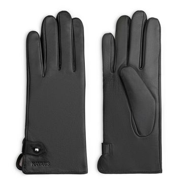 Navaris Lederhandschuhe Touchscreen Nappa Handschuhe für Damen - aus Lammleder mit Kaschmir Mix Futter - Damenhandschuhe mit Touch Funktion - S