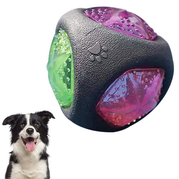 Mmgoqqt Hunde-Ballschleuder LED-Hundeball Hundespielzeugball mit LED-Licht und Quietscher Hundeball Spielzeug für Hunde Spielball für Hunde leuchtet in wechselnden Farben aus thermoplastischem Gummi.