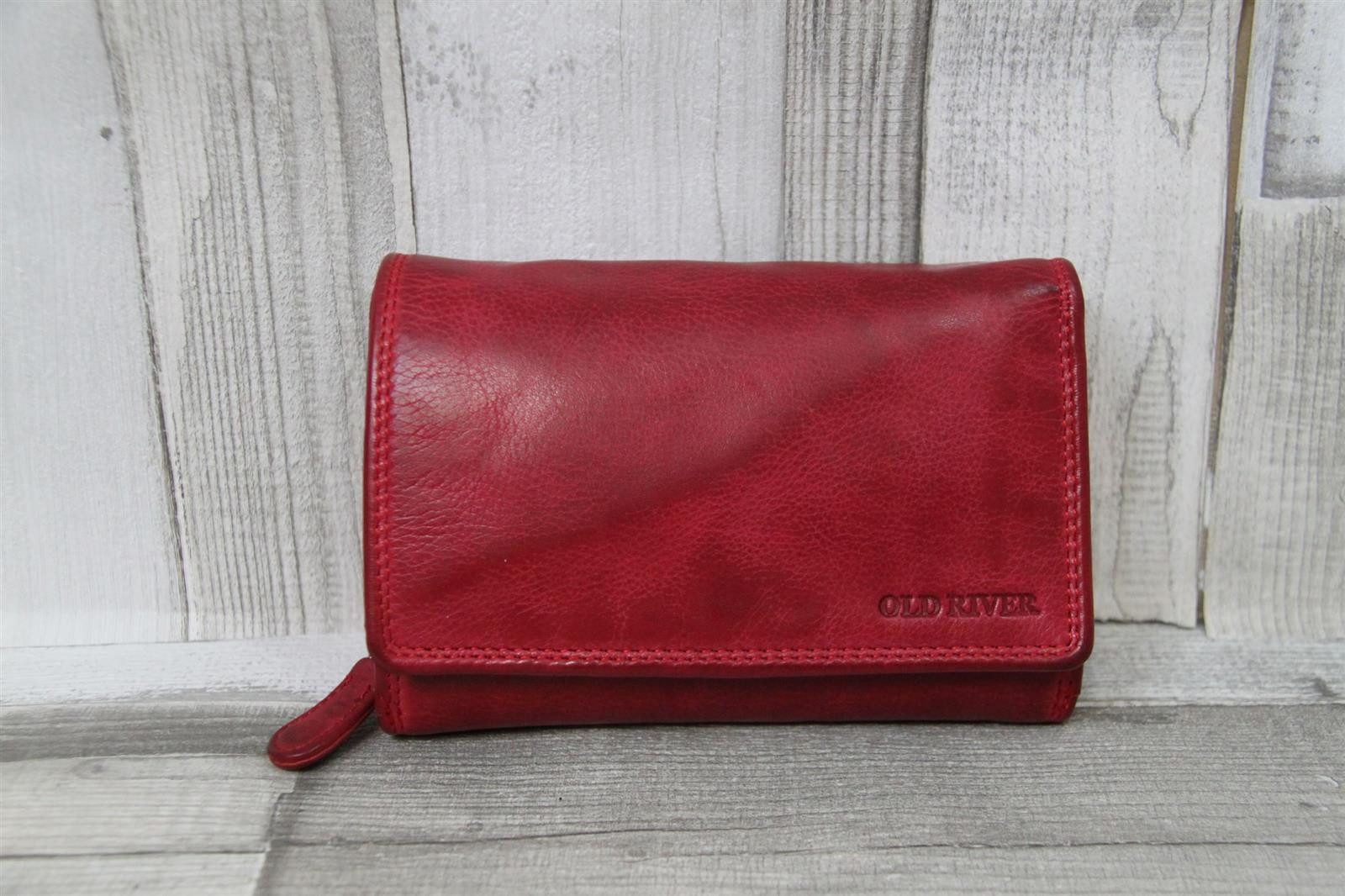 GlücksNugget Geldbörse große Damenbörse dunkelrot, Leder vielen Fächer + Reißverschluss