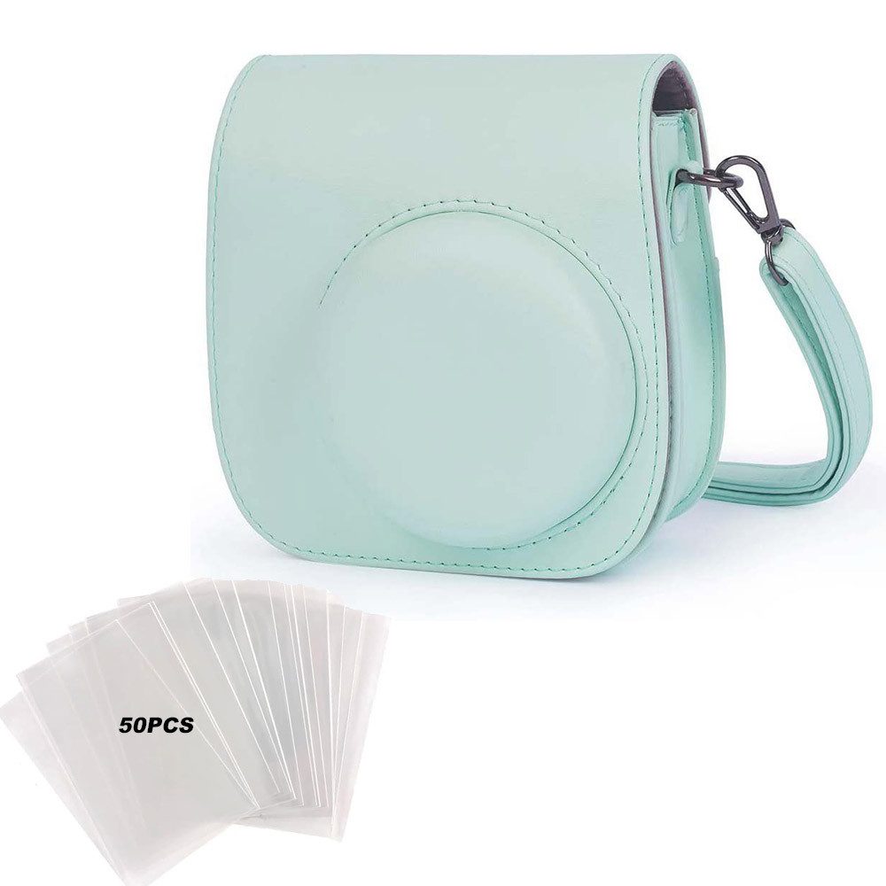 Kameratasche Mini 12 Camera Tasche, Mint-Green für INSTAX mit Schutzfolie