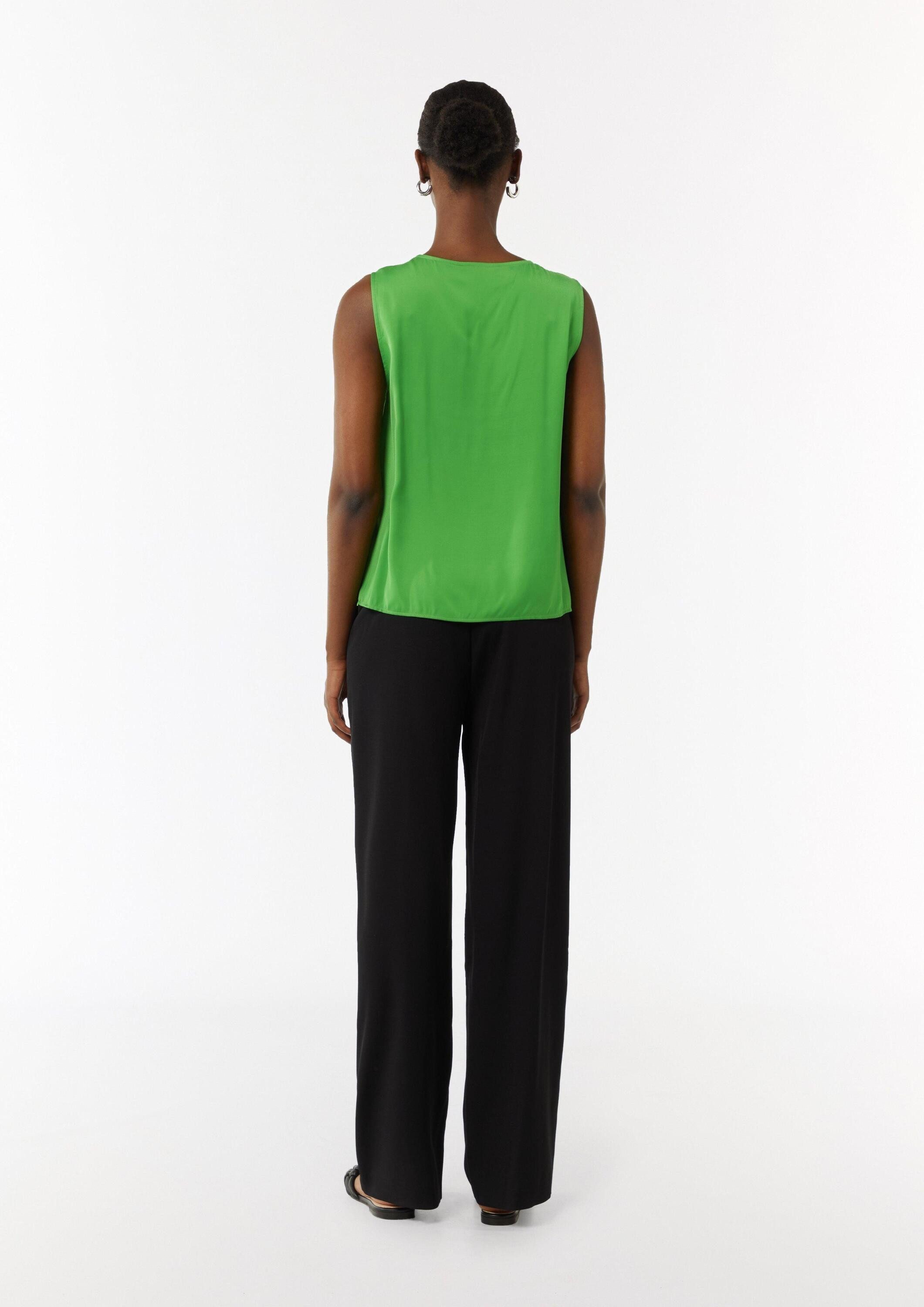 comma Blusentop Bluse Satin-Top mit Chiffon-Ausschnitt