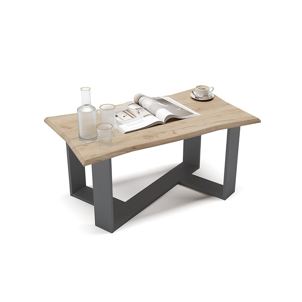 Vicco Couchtisch Arne, Goldkraft Eiche/Anthrazit, 90 x 50 cm