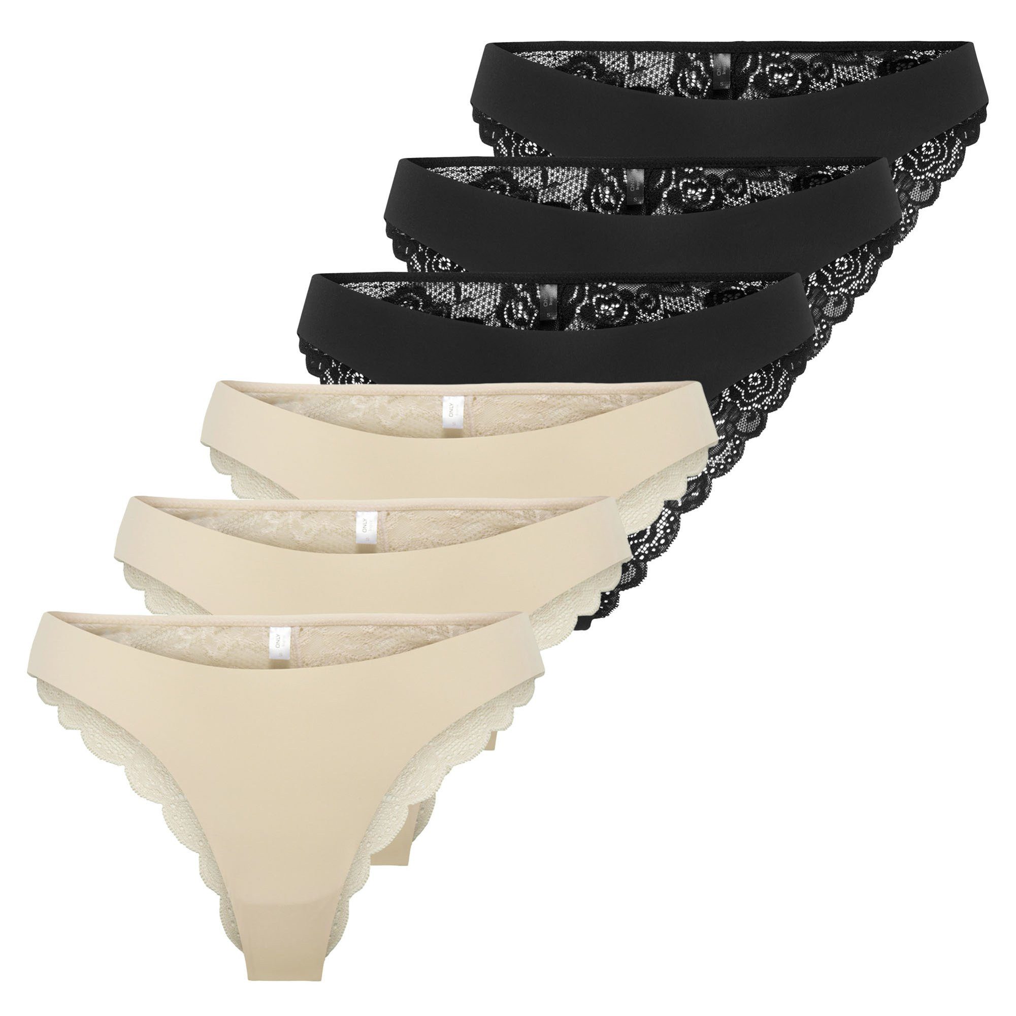 ONLY Slip Damen Slip 6er Pack Polyamid (Packung, 6er Pack)