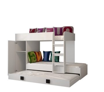 Unique Home Hochbett Hochbett TOL 2PG, mit Treppe, Schrank. Auch für 3 Kinder geeignet Bettkasten kann auch als dritte Bett genutzt werden