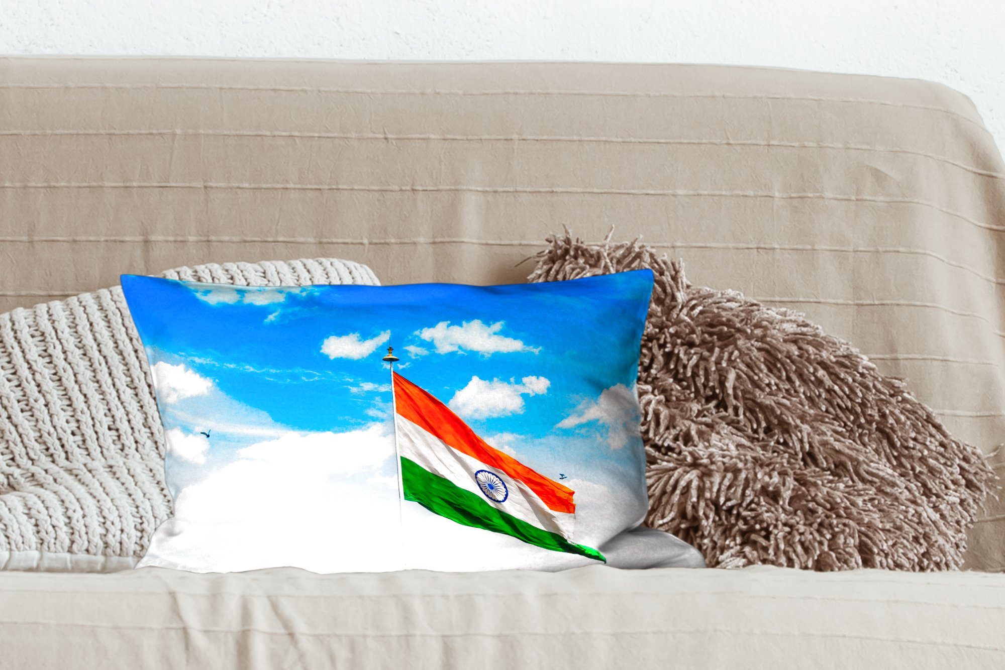 Indische Himmel, Schlafzimmer Flagge Zierkissen, blauem mit Dekokissen MuchoWow Dekoration, vor Füllung, Wohzimmer Dekokissen