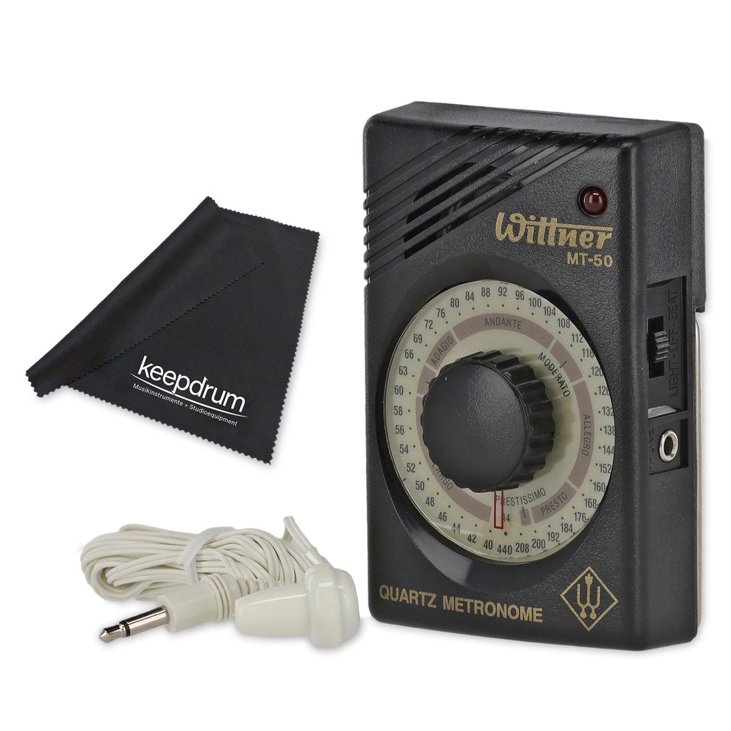 Wittner Metronom Wittner Quartz Metronom MT-50 inklusive Ohrhörer mit Tuch, Quartz Metronom