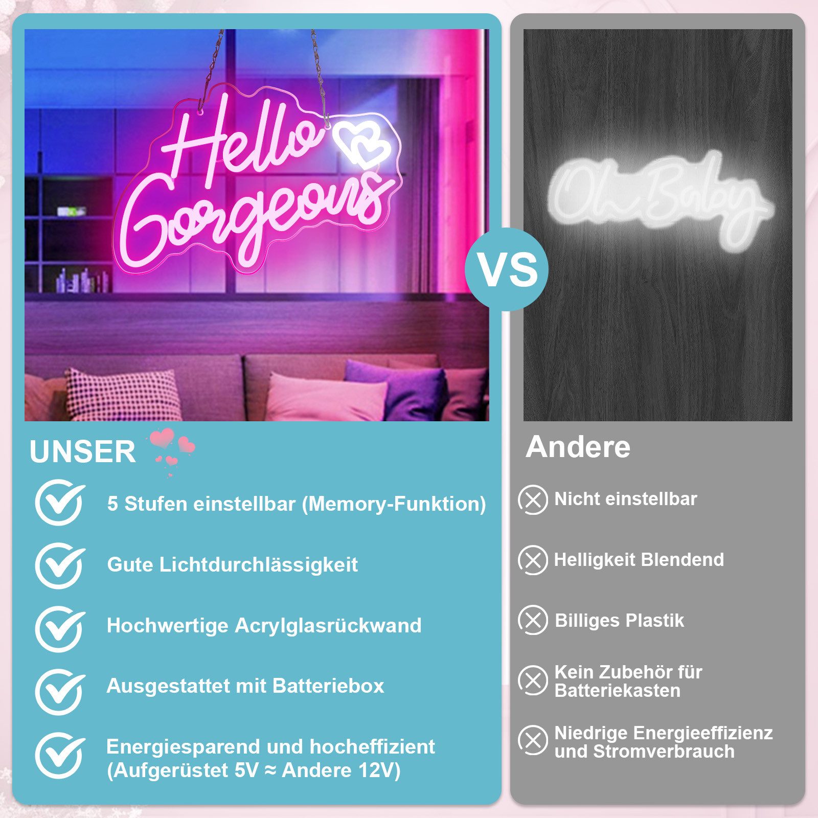 JIBENNEON LED Lichtleiste Neon Deko Hello günstig online kaufen