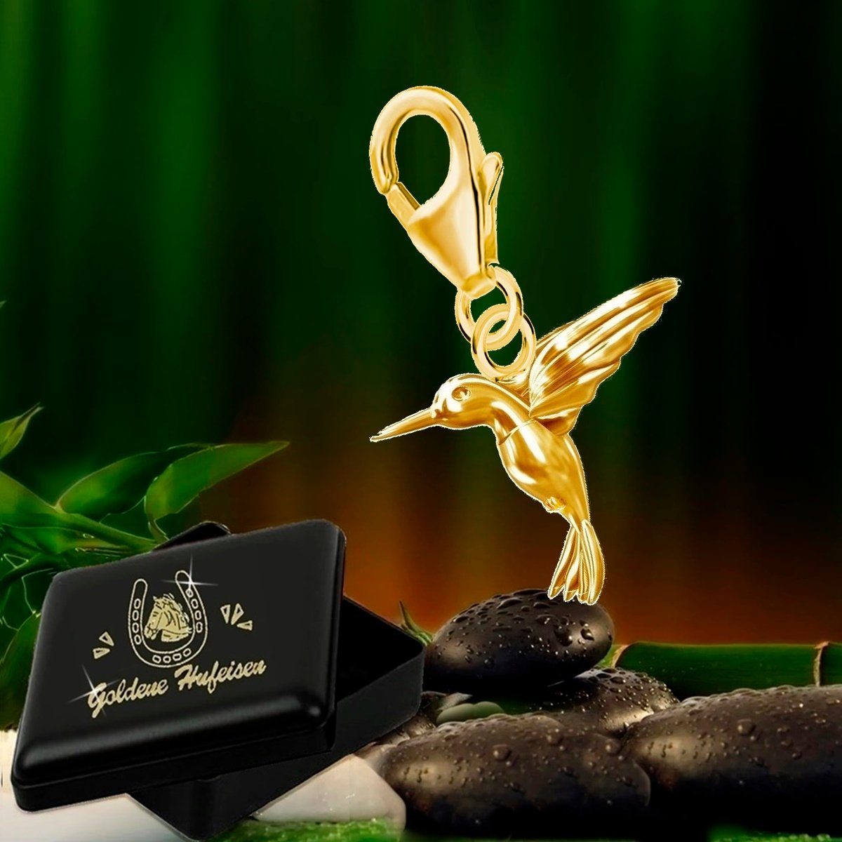 Goldene Hufeisen Charm-Einhänger Kolibri Vogel Karabiner Charm 925 Sterling günstig online kaufen
