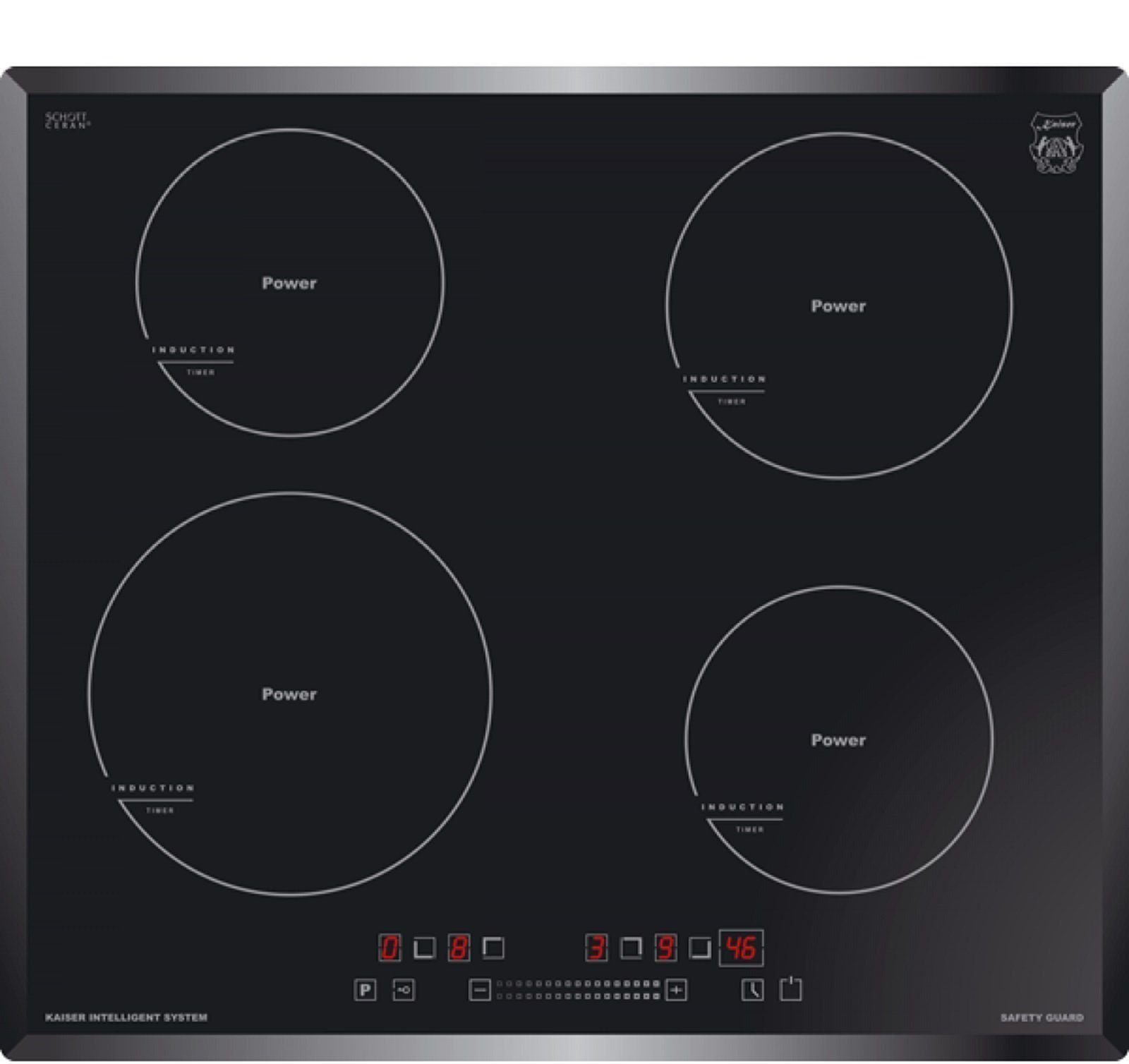 Kaiser Küchengeräte Induktions-Kochfeld, 4 Kochzonen, Einbau Herd, Power Booster, Full Touch Control