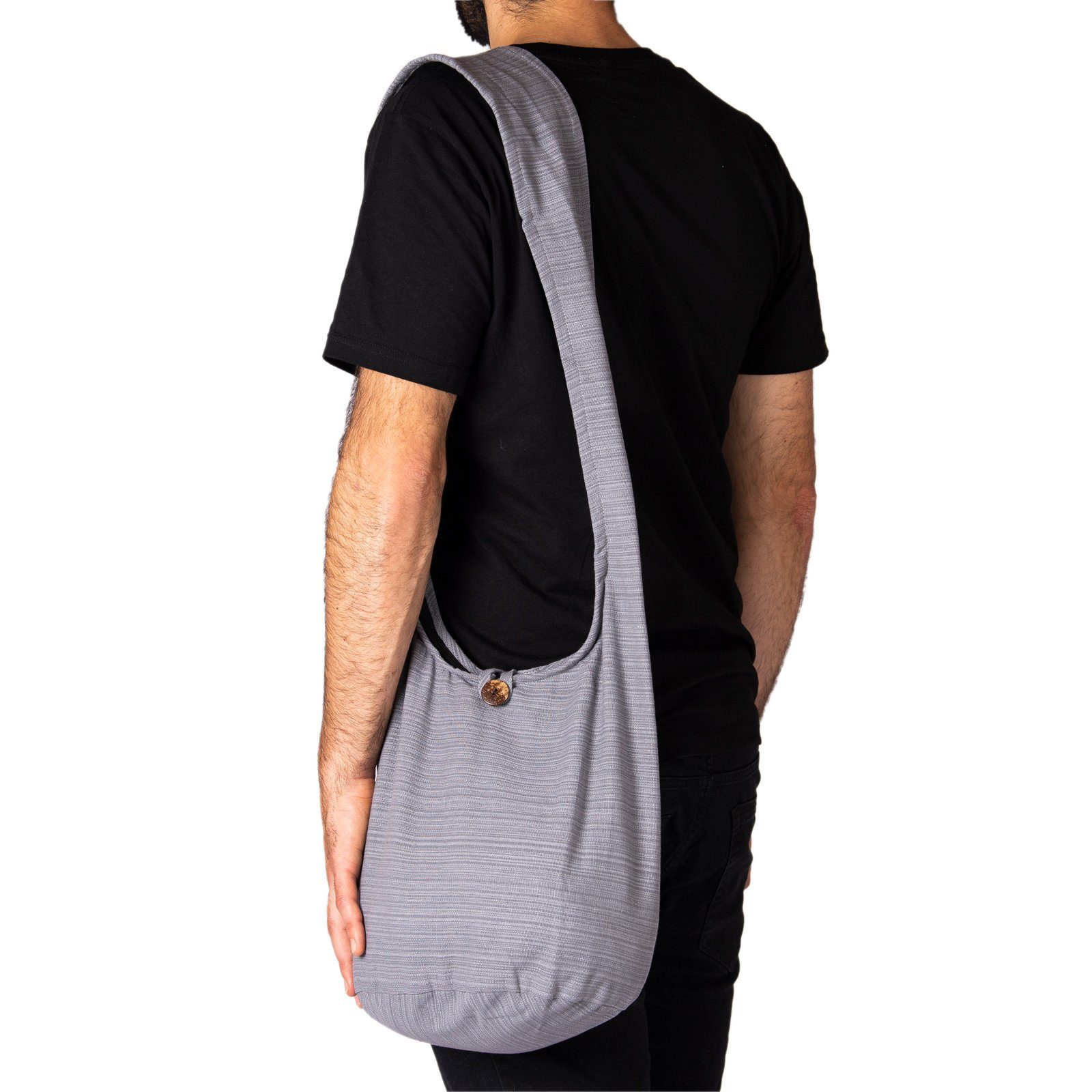 grau Wickeltasche Schulterbeutel Strandtasche auch 2 nutzbar Yogatasche In Größen 100% aus Schultertasche, als Lini Baumwolle Beuteltasche oder PANASIAM Handtasche