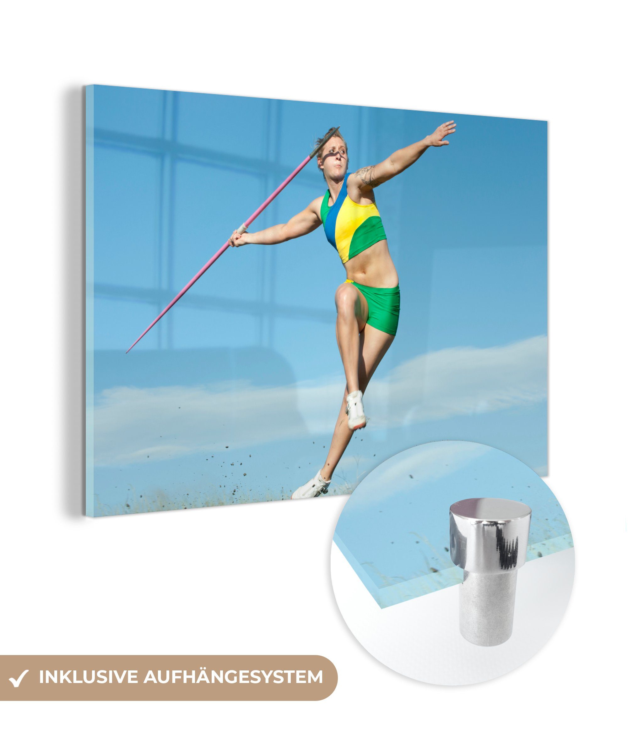 MuchoWow Acrylglasbild Ein Athlet, der den Speer wirft, (1 St), Acrylglasbilder Wohnzimmer & Schlafzimmer