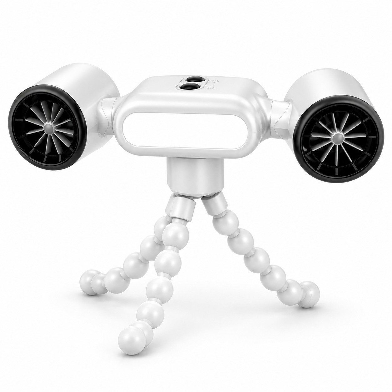 Lisabonde Tischventilator Doppelkopflüfter Baby Ventilator Flexibel Akku für Kinderwagen Camping, Doppelkopf-Design, 360 Grad flexibel