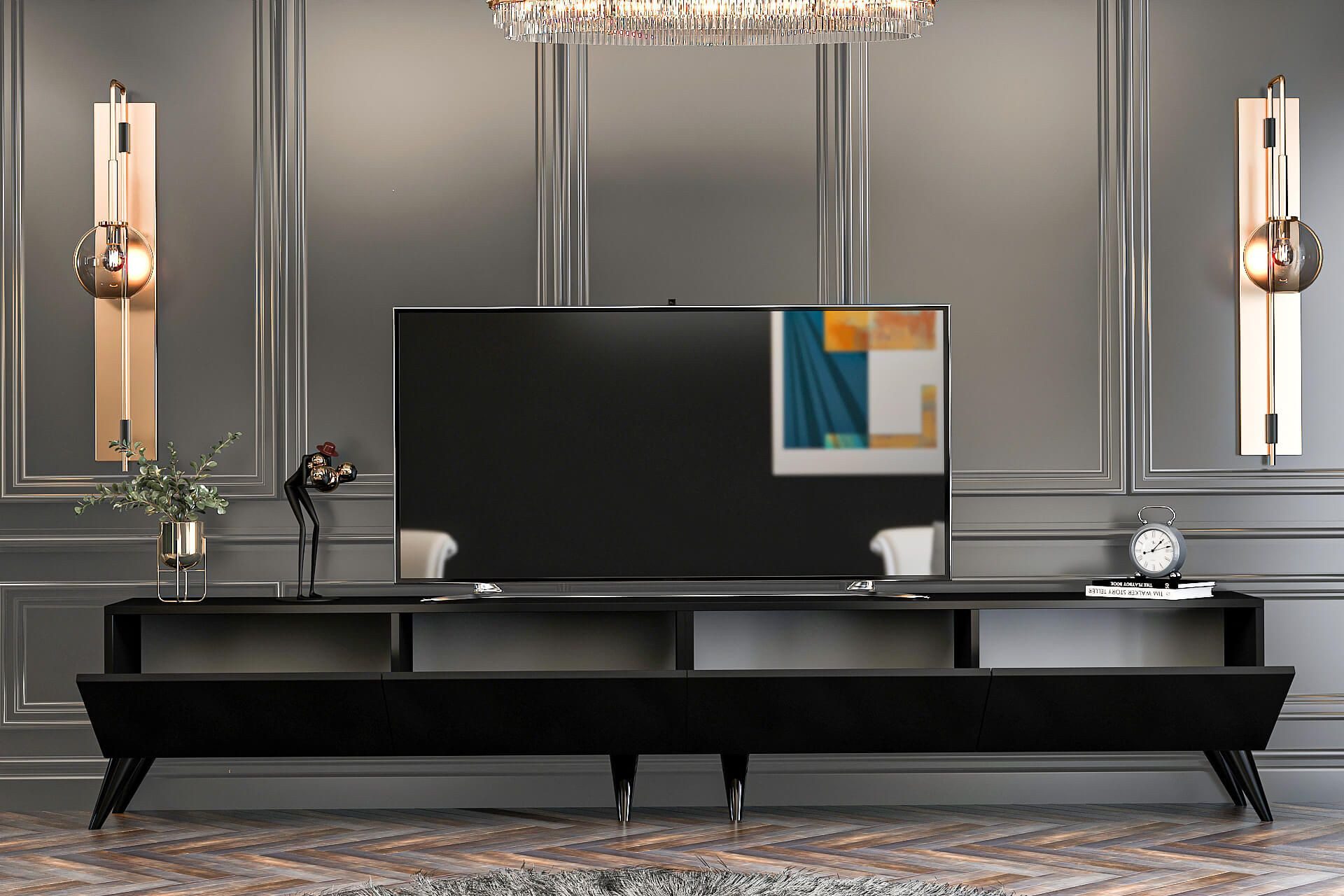 Brandloop Lowboard Brandloop TV-Lowboard Milano 240 cm wandhängend oder stehend Schwarz – Bild 5 von 5
