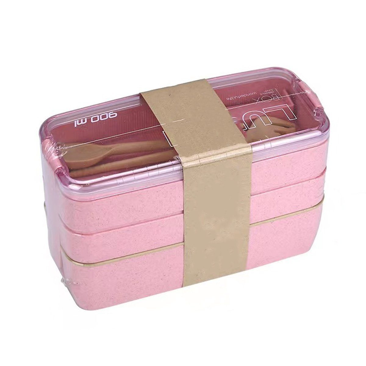 Jormftte Lunchbox Bento Box,lunchbox mit fächern,Lagige Vesperdose,für Erwachsene Kinder Rosa
